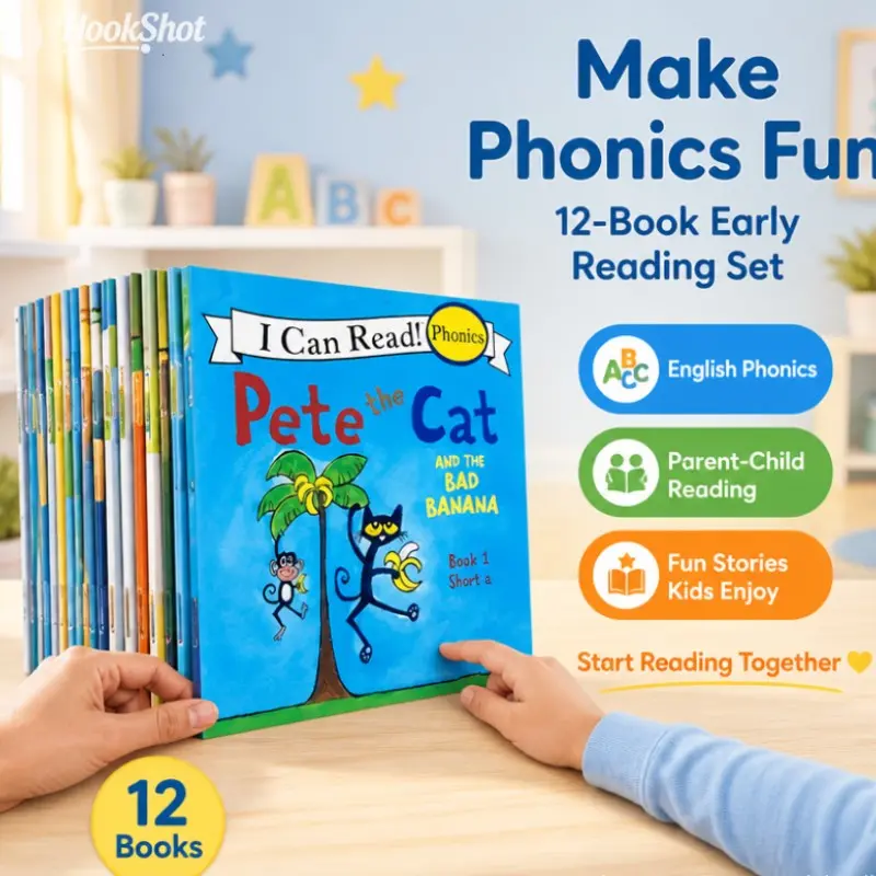 Pete the Cat I Can Read Phonics Natural Reading Book Set, Early Reader Books, Kid Books, Childrens Books, Preschool Books, 12 Books for Early Learning, Books for Toddlers, English Language Development