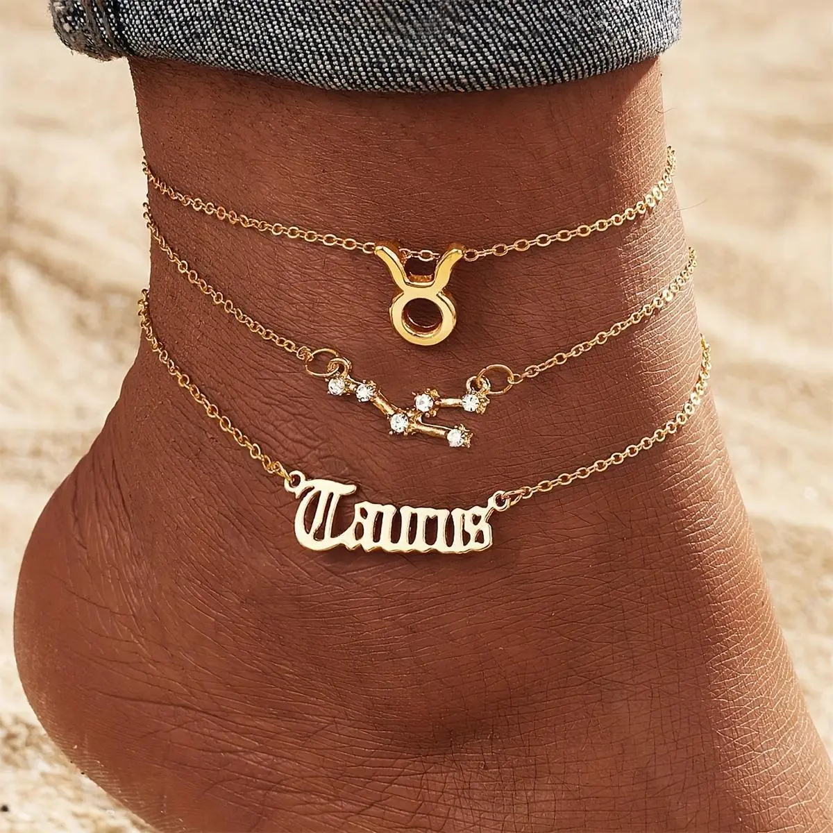Elegant Evening Assorted Anklets for Women, 3-Piece Silver Layering Set with Star and Zodiac Charms, Silver Anklets, Zodiac Signs, Stainless Steel Jewelry, Constellation Anklets