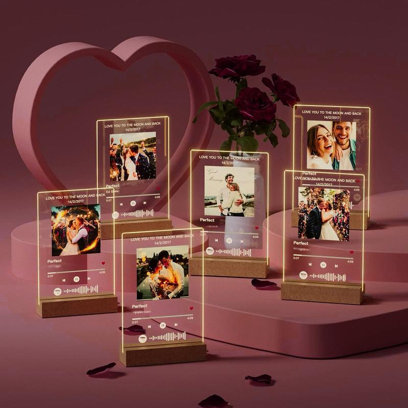 Personalized LED Night Light Photo Plaque with Scannable Song Code, Custom Music Plaque Night Light Gift for Valentine's Day, Song Picture Frame, Custom Led Light Night Lamp, Custom Actylic Music Photo Plaque, Gift for Boyfriend, Anniversary Gift outdoorf