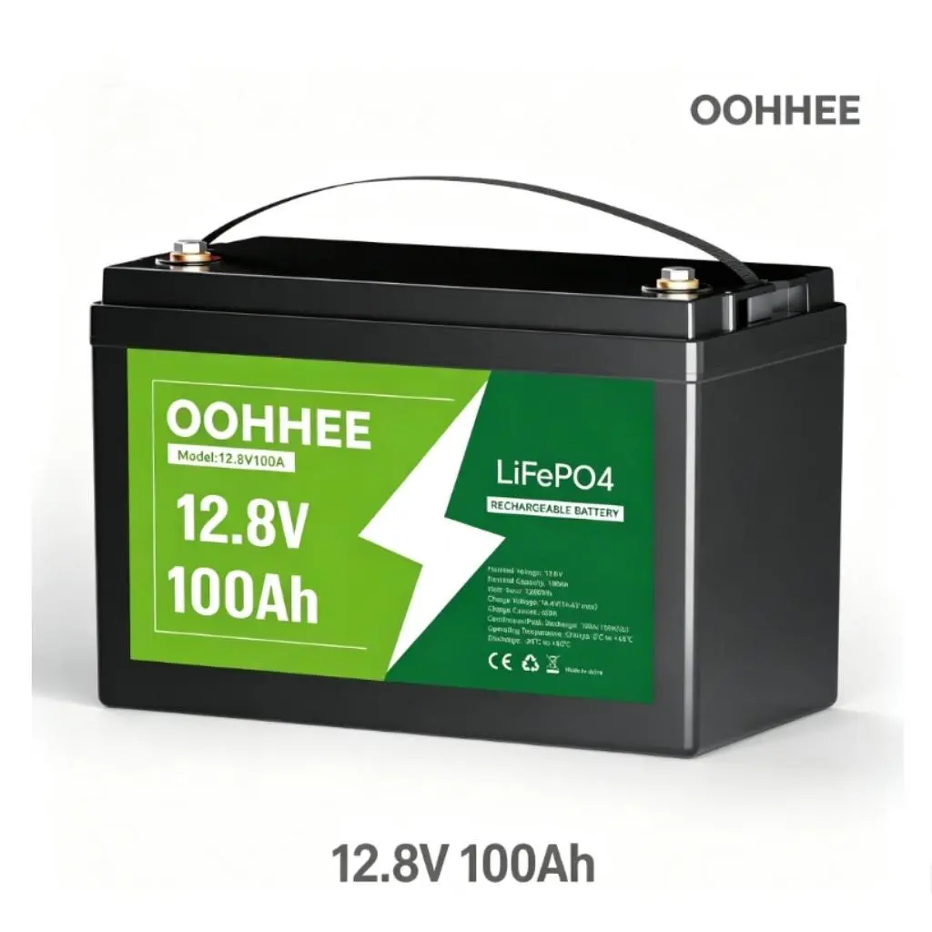 12V 100Ah LiFePO4 Phone Battery with Built-in BMS, Long Cycle Life for RV, Marine, Solar Off-Grid Applications