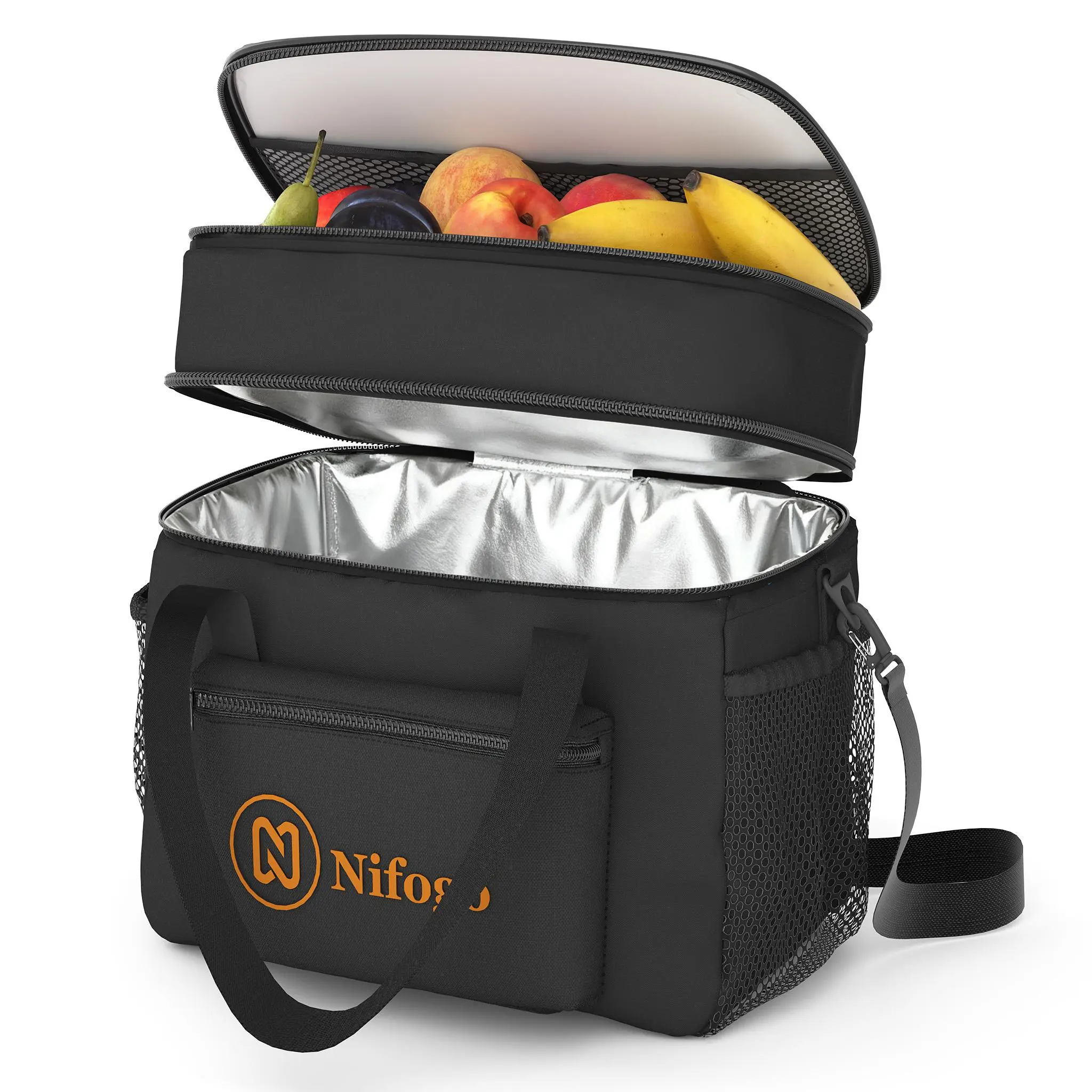 Lunch Bag Double Deck Multi functional lunch bag 15L- Leakproof Insulated Soft Large Adult Insulated Lunch Bag, Holds Anything Insulated Bag, Tote fit  fresh large lunch bag lunch box tote bag
