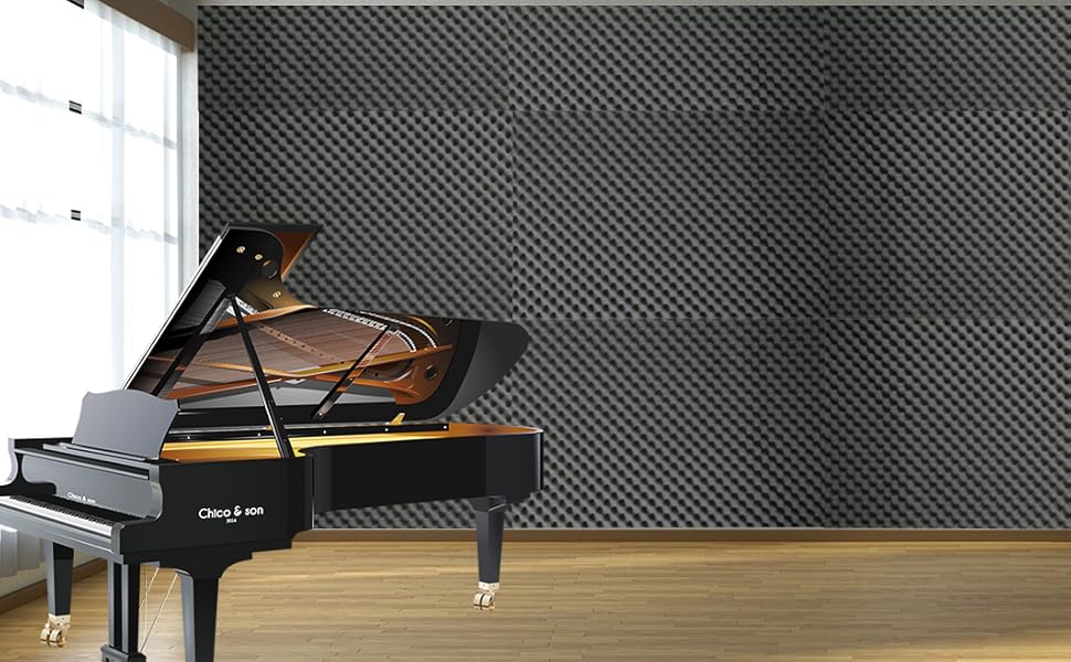 4 PCS Acoustic Panels,48''X24''X2'' Egg Crate Foam Soundproof Foam Wall Panels,High Density Fireproof Noise Cancelling Foam Studio Foam Panel,Noise (Black)