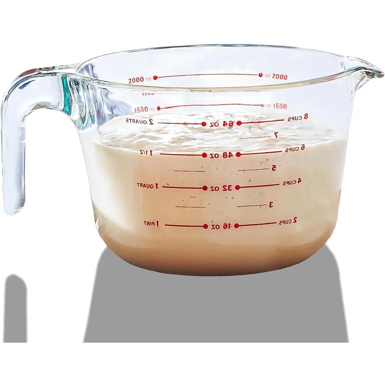 8 Cup Large Glass Measuring Cup - Kitchen Mixing Bowl, Liquid Measuring Cups, Glass Bakeware Set, Punch Bowl