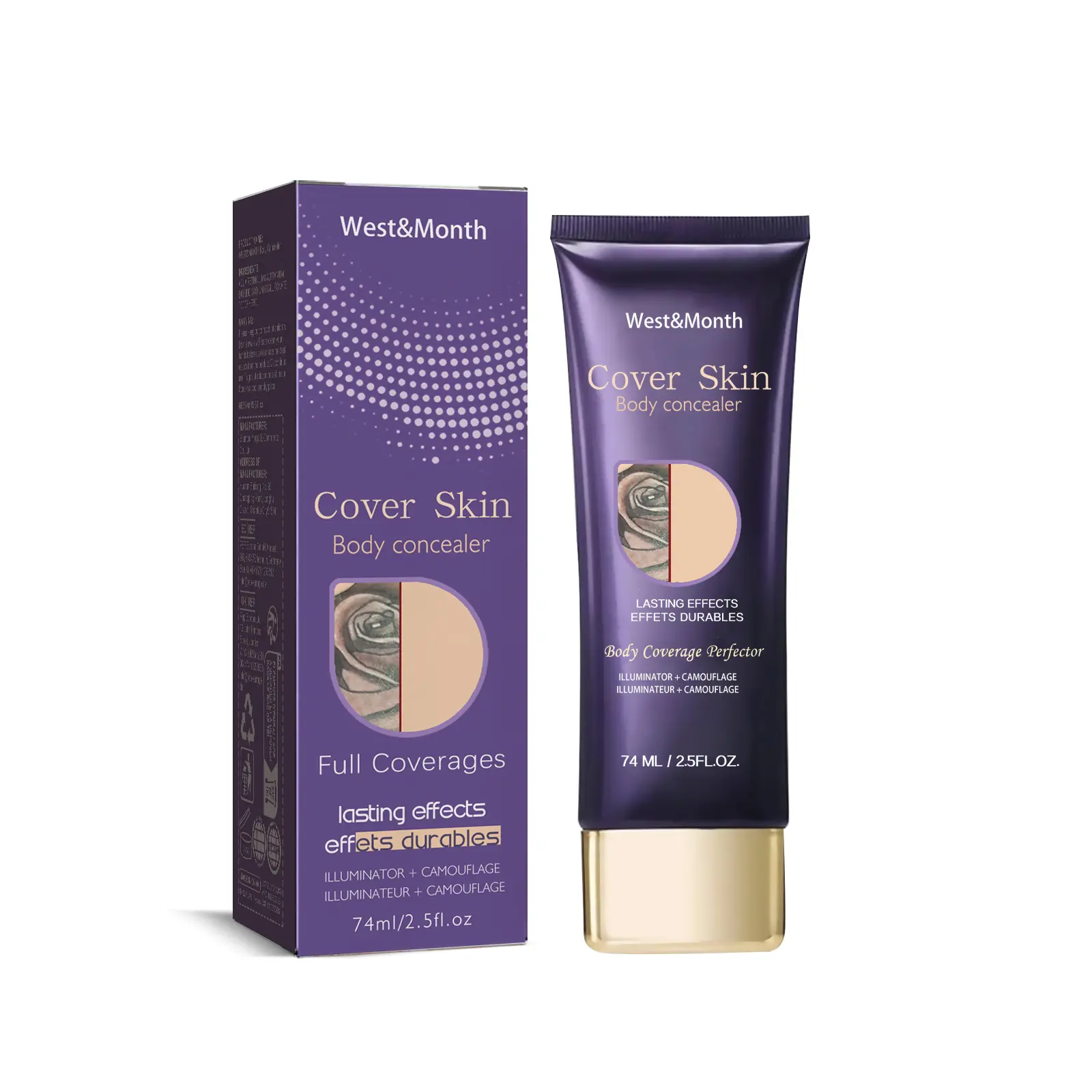 Waterproof Body Concealer Cream, Full Coverage Makeup to Cover Tattoos, Scars & Birthmarks, Skin Lightening Cosmetic with Mica Powder, Invisible