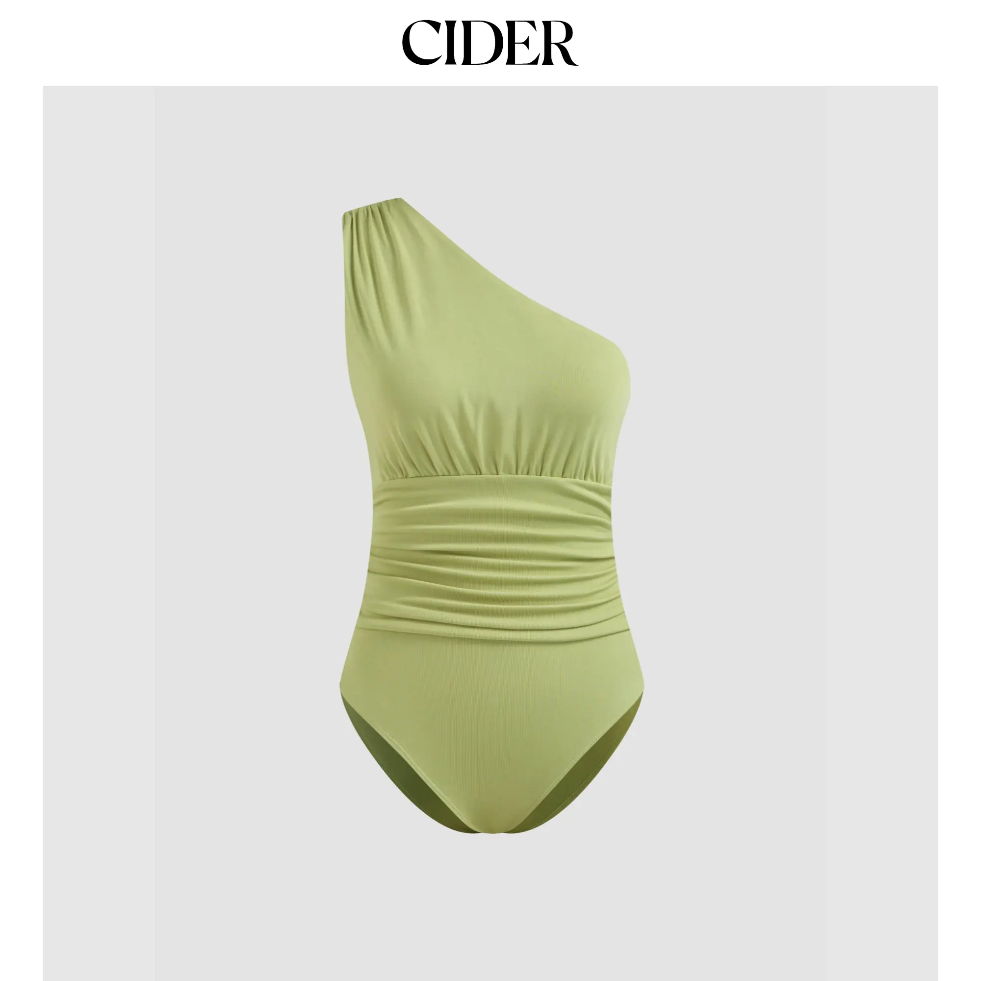 Cider [size 2-10] Asymmetrical Neck Solid Ruched Bodysuit
