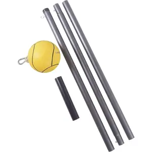 Galvanized Tetherball Set with Yellow Ball, Galvanized Poles, Rope for Outdoor, Backyard,Dark Grey