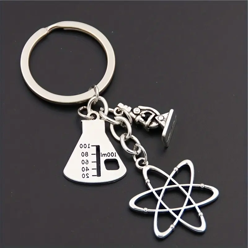 1pc Microscope Chemical Molecule Keychain, Perfect Gift for Chemistry Teachers, Unique Accessory Pendant, Ideal Present for Science Enthusiasts