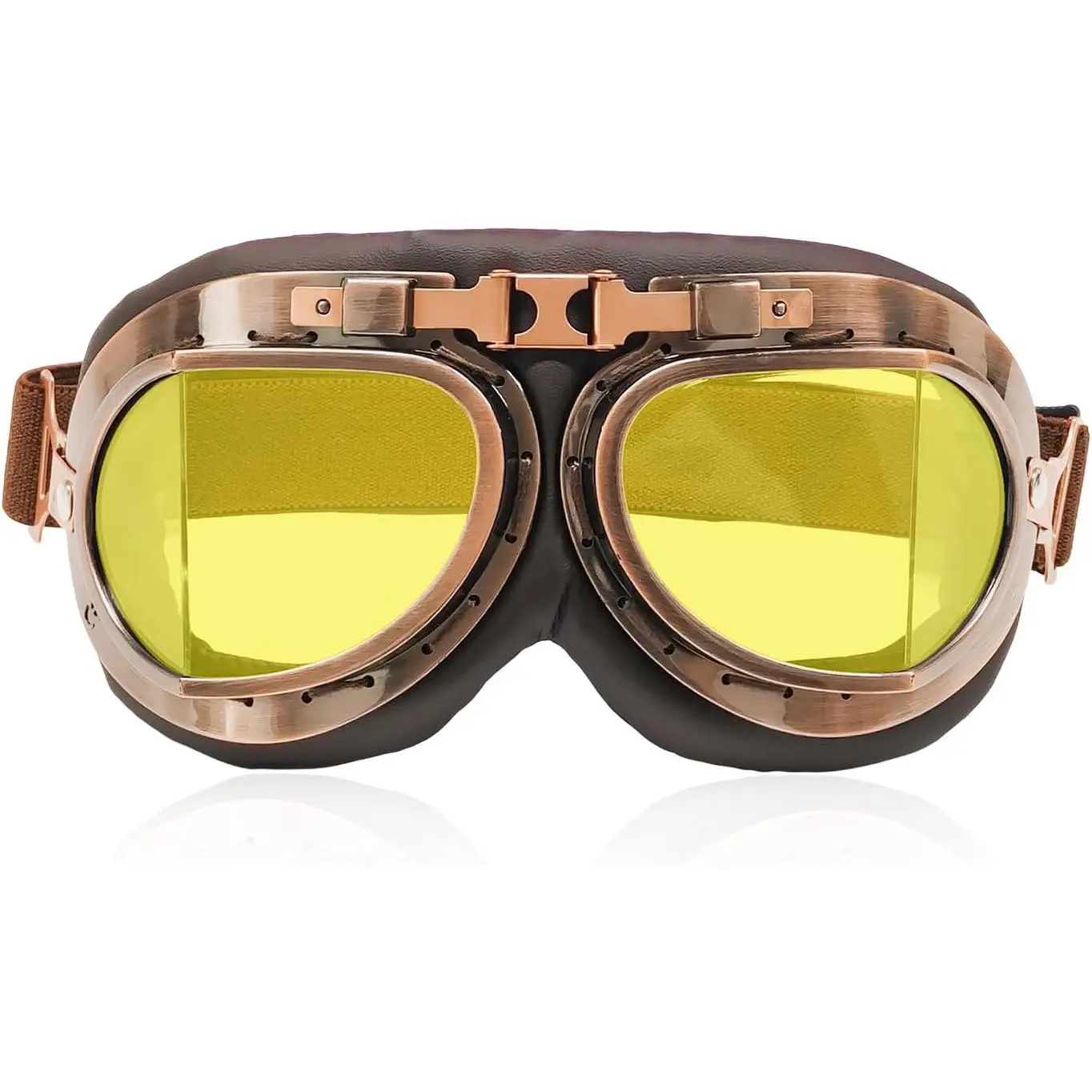 Goggles, Riding Glasses, Curved Copper, Yellow |   Style, Anti-Fog & Anti-Scratch PC Lens, Windproof Eyewear, Fits ATV Off Road Motorbike Scooter Motocross