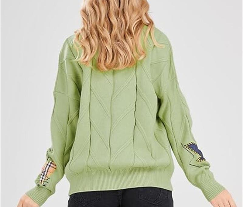 Womens Open Front Cardigan Cable Knit Long Sleeve Button Down Embroidery Cardigan Sweaters