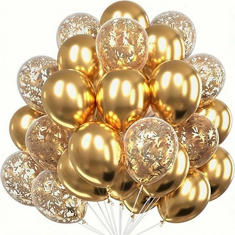 30 Pcs Metallic Chrome Gold Balloons, 12 Inch, for Baby Shower, Birthday, Bridal Shower, Wedding Party Decoration, Balloon Party Supplies