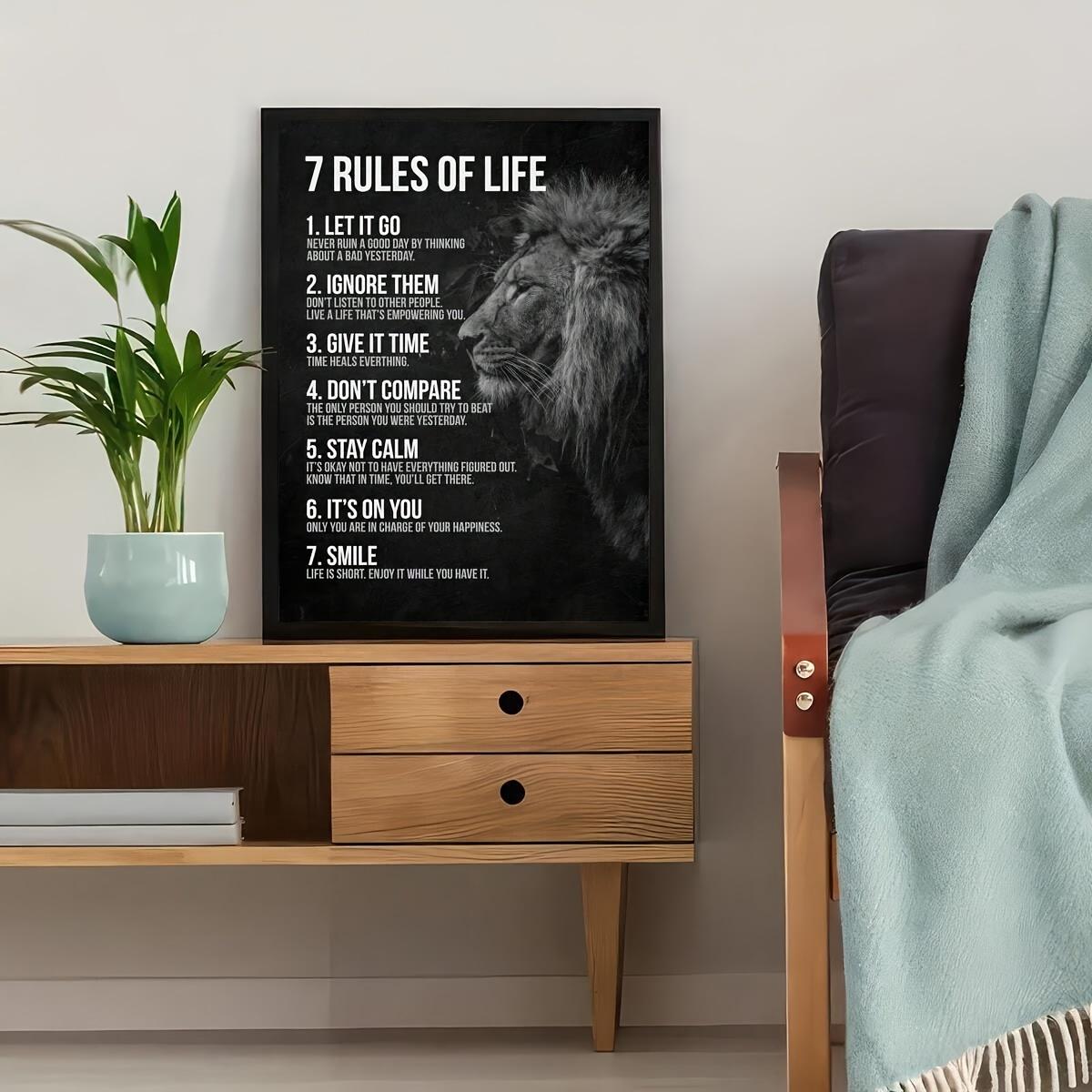 With Frame Motivational Quotes 7 Rules Of Life Wall Art Motivational Poster Read Signs Inspirational Posters For Classroom High School Motivational Posters For Bedroom Boys Room Home Office Positive Affirmations Wall Decor