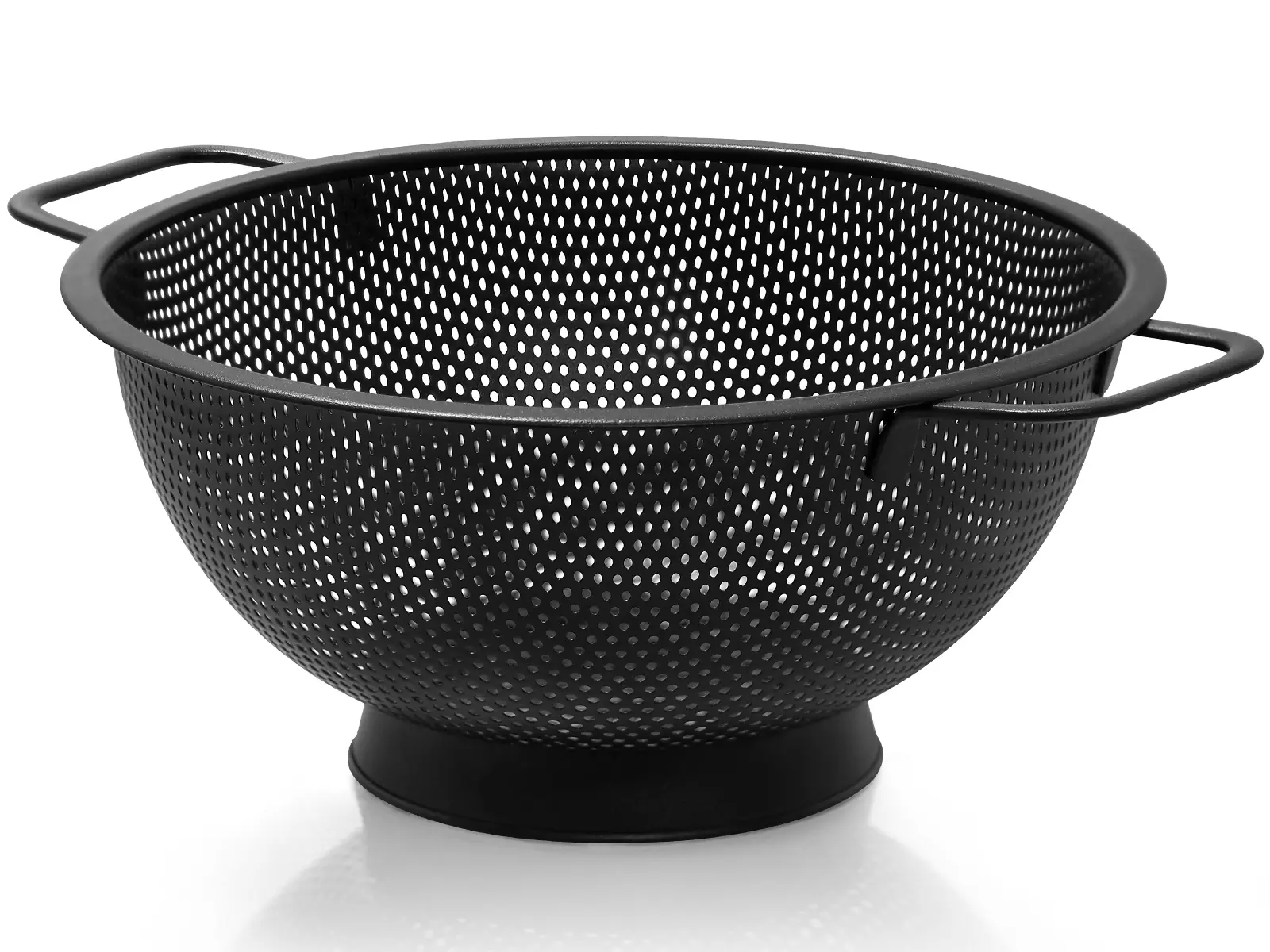 Black Colander for Kitchen, Stainless Steel Pasta Strainer with Handle, Pasta Strainer for Fruits Vegetables Cooking Food, Dishwasher Safe