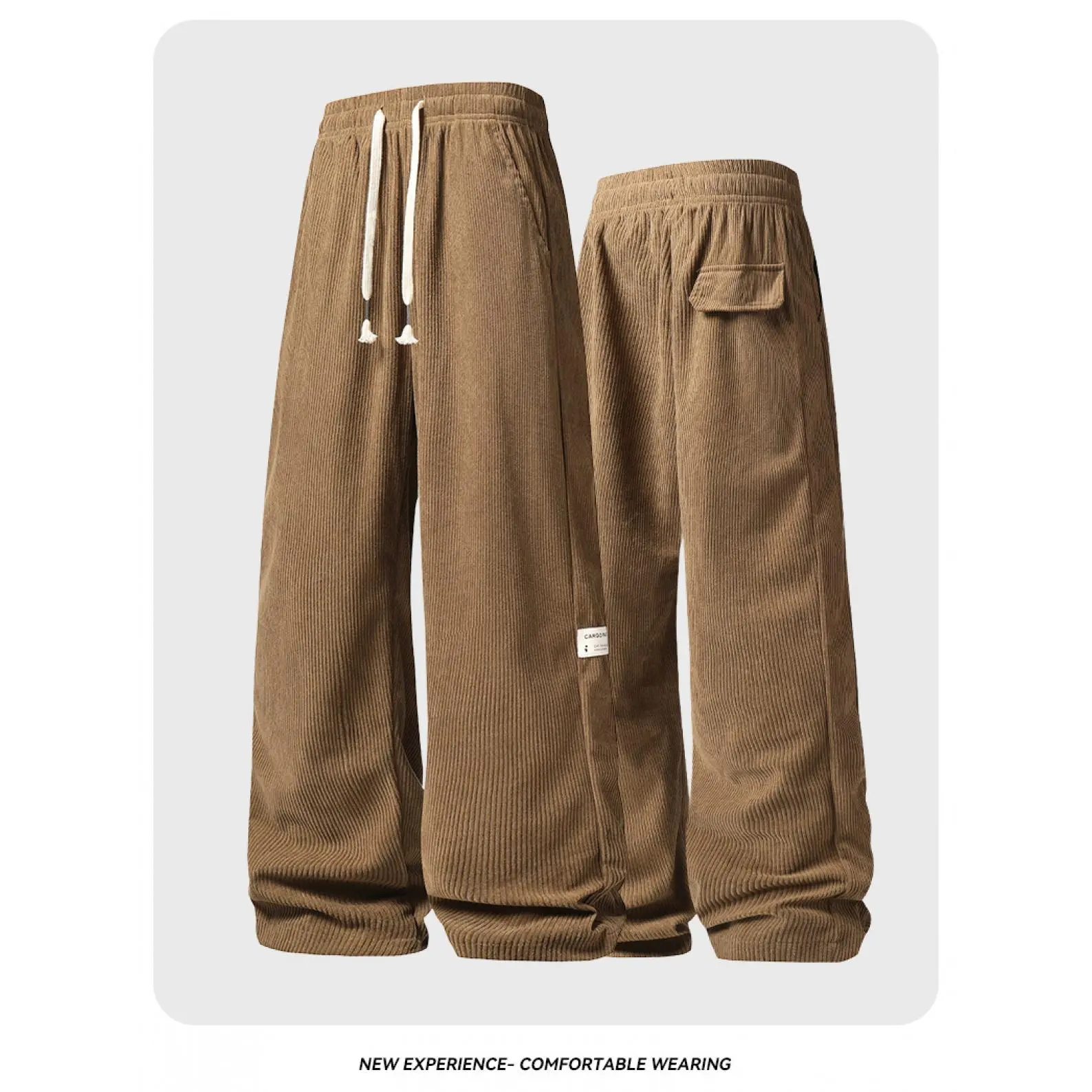Men'S Solid Loose Corduroy Trousers Sweatpants,Trendy Long Pant Casual Street Knit Athletic Pant Minimalist Loose-Fit Athleisure Trousers Top For Gym Workouts Relaxed S Spring Autumn Winter Streetwear Fit Daily Men Warm Sport Outdoor Bottom chinos