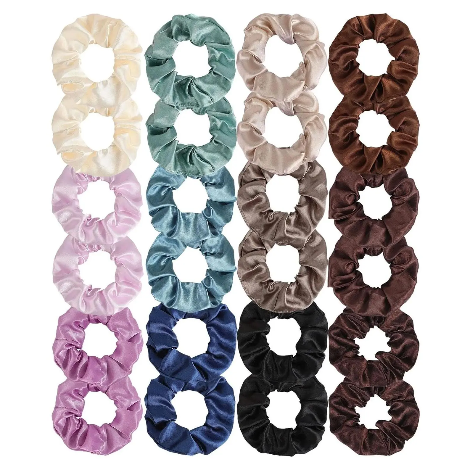 24 Pcs Satin Silk Scrunchies – Soft Hair Ties for Women & Girls, Thick Elastic Ponytail Holders & Wrist Bracelets, Assorted Colors Hair AccessoriesGift