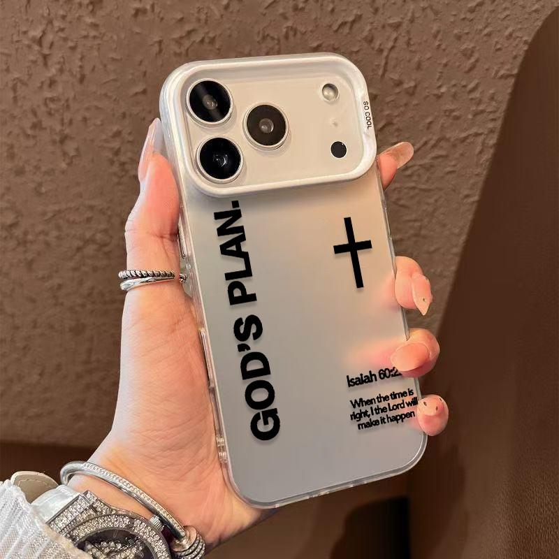 God's Plan Phone Case Cross Pattern Religious Art Fashion TPU Laser Craft Anti-Drop Case Compatible with iPhone 17 Pro Max Phone Case 17 Air 16 E 15 Plus 14 13 12 11 X XS XR 7 8 Plus Samsung Galaxy S21 22 23 24 25 ULTRA FE Plus