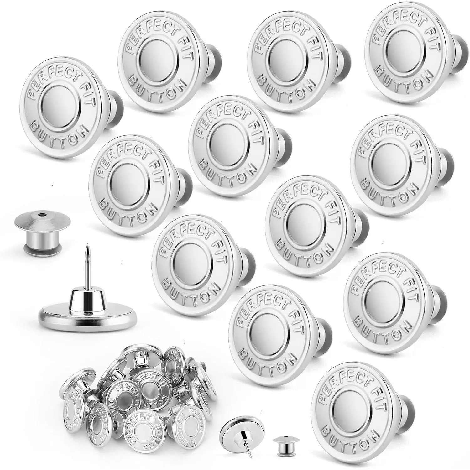 Jean Buttons for Loose Jeans, No Sew  Tightener, 12 Pack | Adjustable and  button pins for jeans to make smaller. No sew button  for loose .