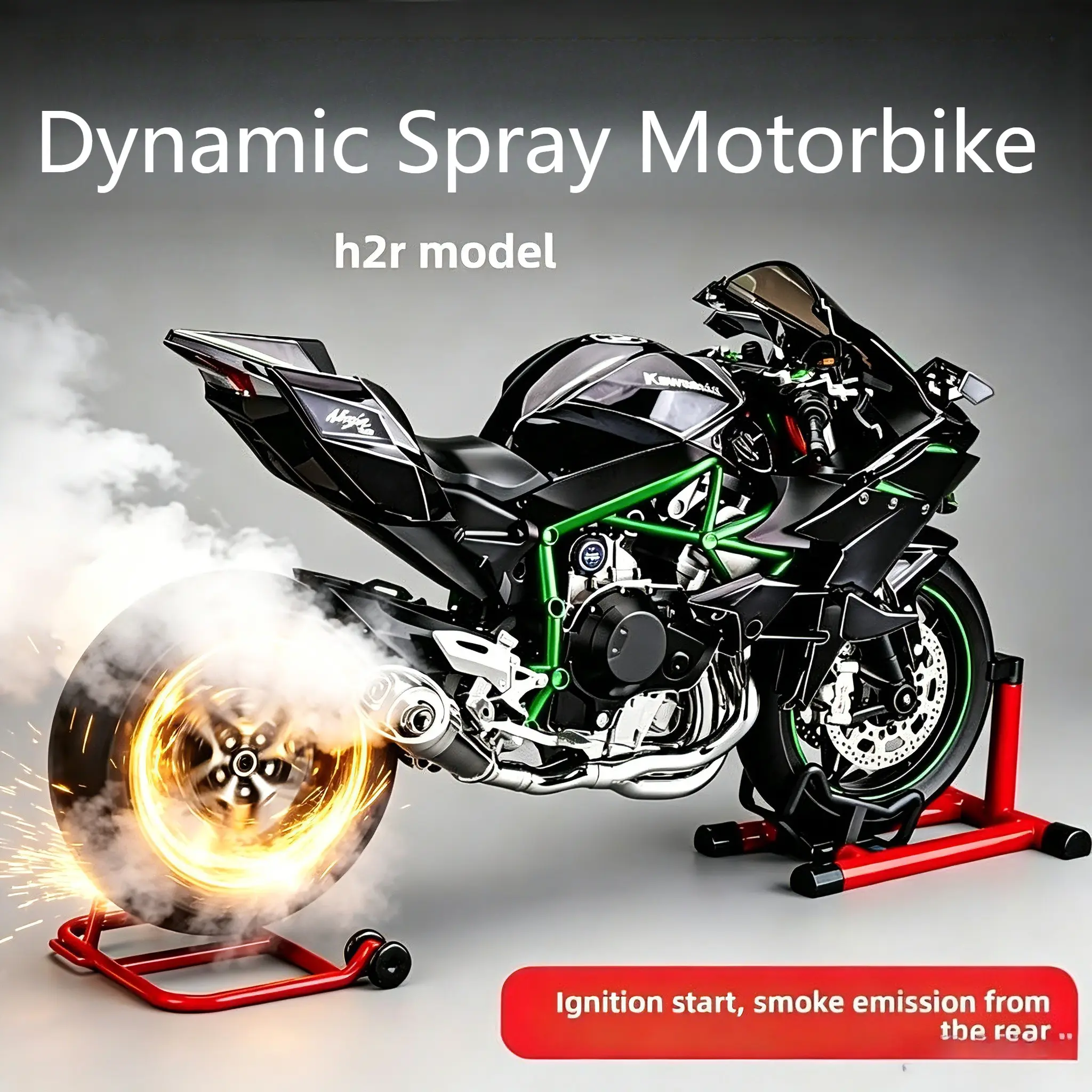 Large Scale Alloy Motorcycle Model, Ignition Start + Sound + Smoke, High Precision Details, Metal Texture, Collectible Craftsmanship