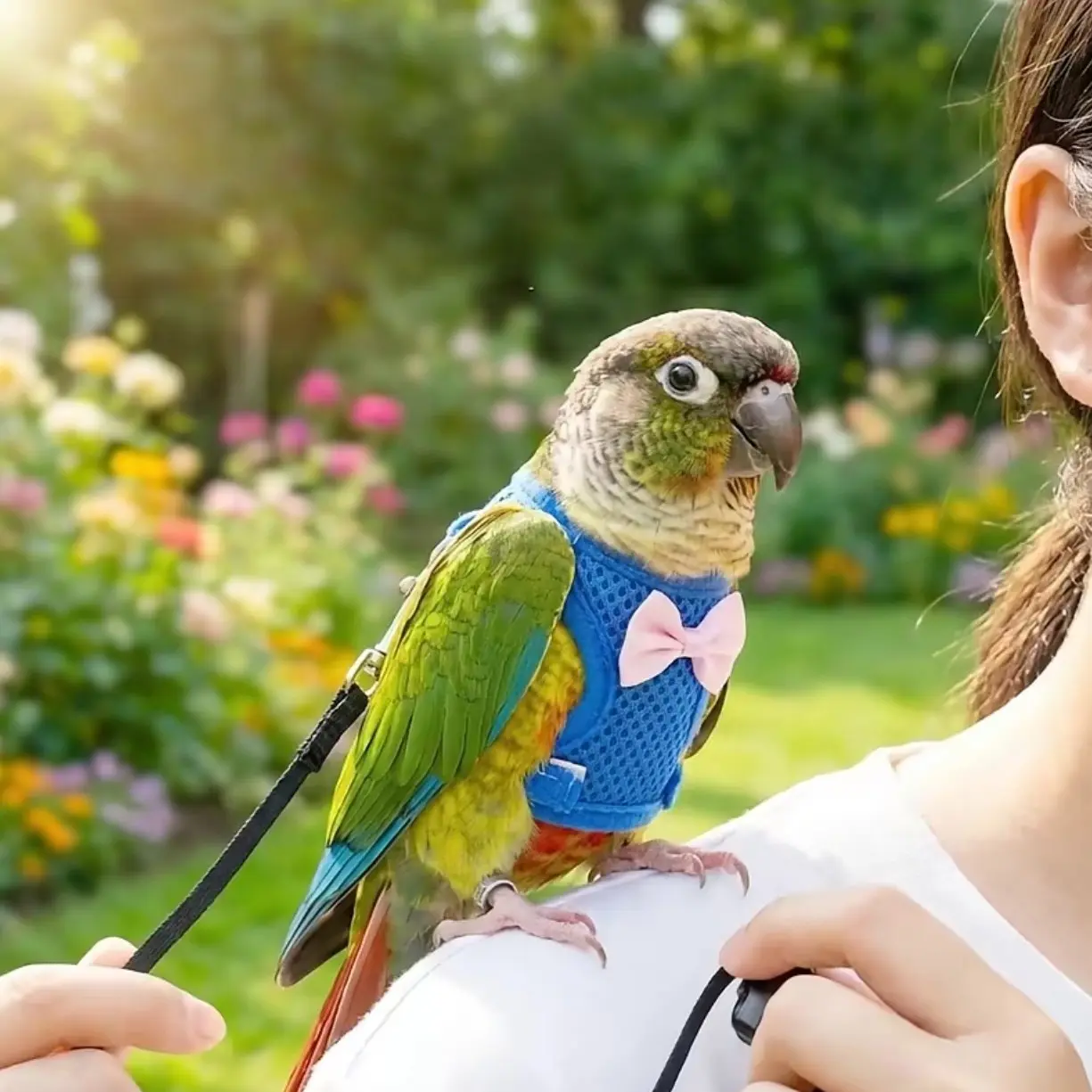 Parrot Harness Training Flying Rope Set, Parrot Outdoor Leash, Sun Conure BudgieTiger Stripe Small Sun Release Rope, Bird Flight Vest