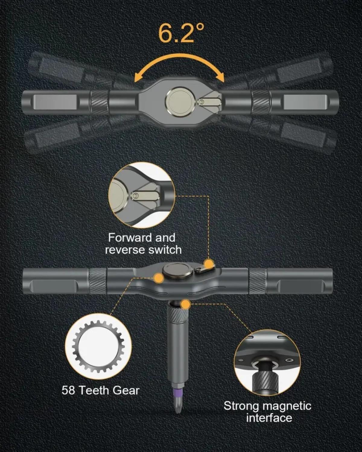 43-in-1 Ratcheting Screwdriver Set Multi-Purpose Magnetic Repair Kit with Detachable Handle | Perfect for Computer, Phone, Watch & Glasses Fixes | Cool DIY Tool Gift for Men Rotary Ratchet car Removal Portable