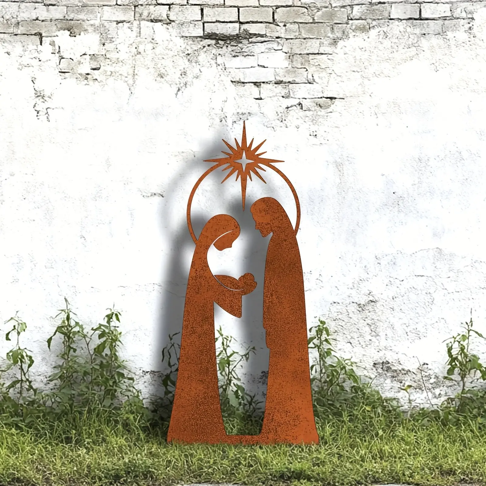 1pc Jesus Birth Scene Metal Ground Stake, Outdoor Garden Decor, Perfect for Patio, Lawn, Christmas, Religious Gift