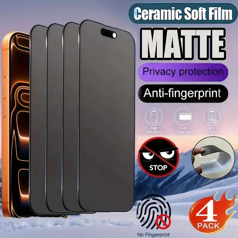 Full Cover Matte Privacy Screen Protector For 15 17 18 16 Pro 13 12 11 14 Pro Max 8 7 Plus 16e Air SE XS XR Anti-Spy Film