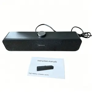Wired Computer Soundbar Speaker, PINXIAOYING USB Powered Desktop Sound Bar for PC Laptop Monitor Gaming Stereo HiFi Sound Speaker with Volume Knob