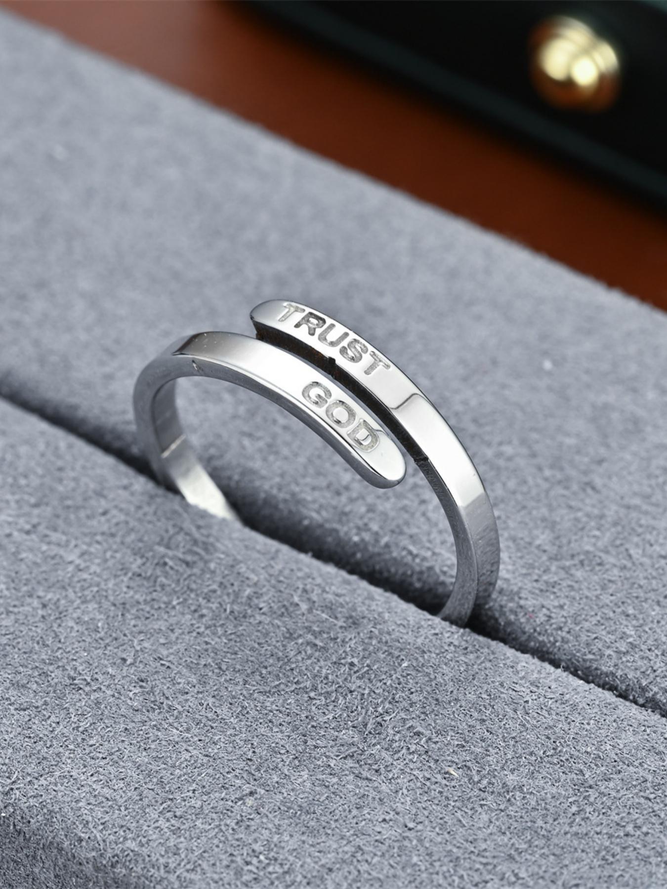 Letter Engraved Stainless Steel Ring, Fashion Jewelry for Party, Daily Clothing Decor, Trendy All-match & Exquisite Jewelry for Birthday Gift, Wedding Promise Rings, Personalized Jewelry