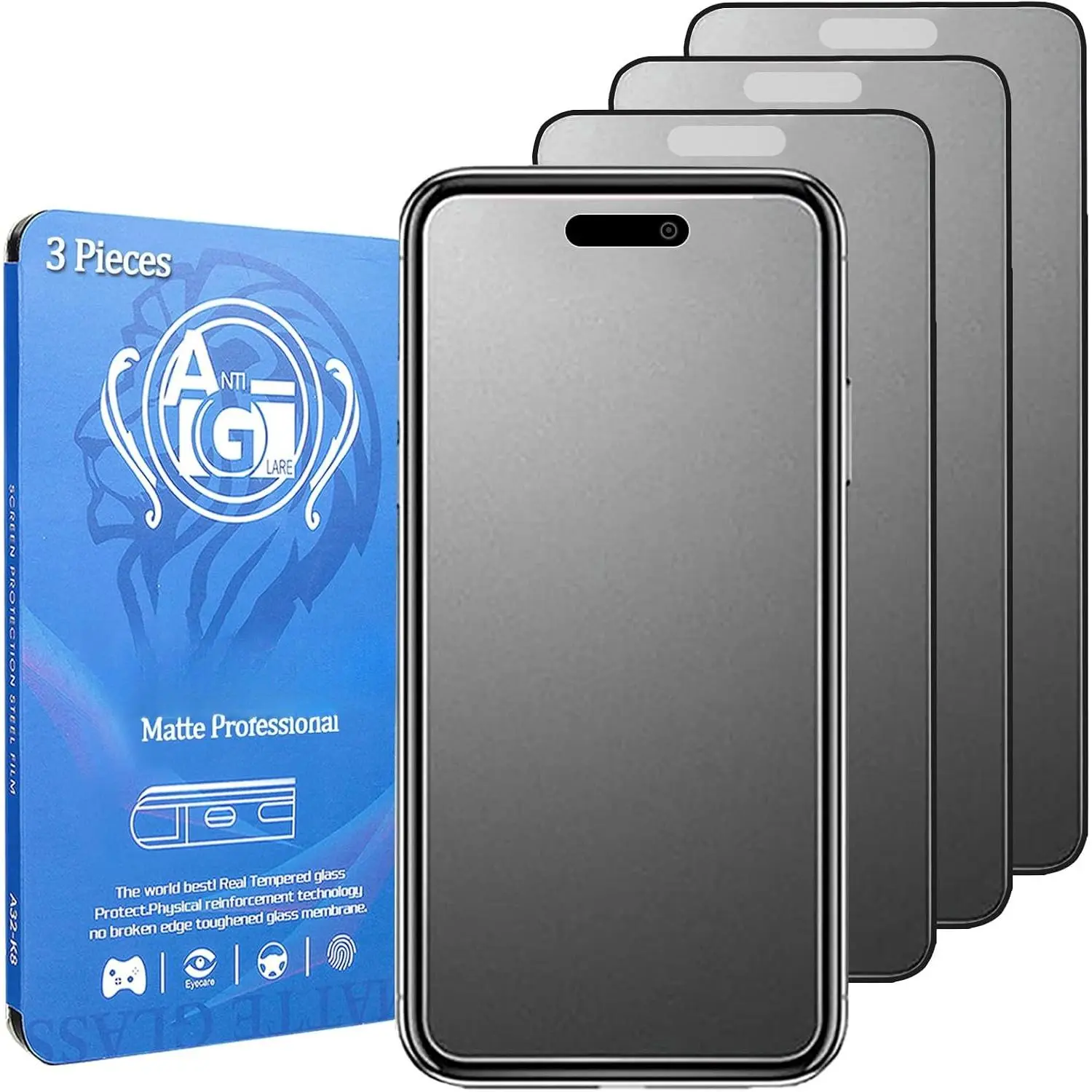 3 Pack Matte Screen Protector for  16 Pro Max Matte Tempered Glass Anti-Fingerprints Anti-Glare Anti-Scratch 9H Hardness for  16 Pro Max,6.9"