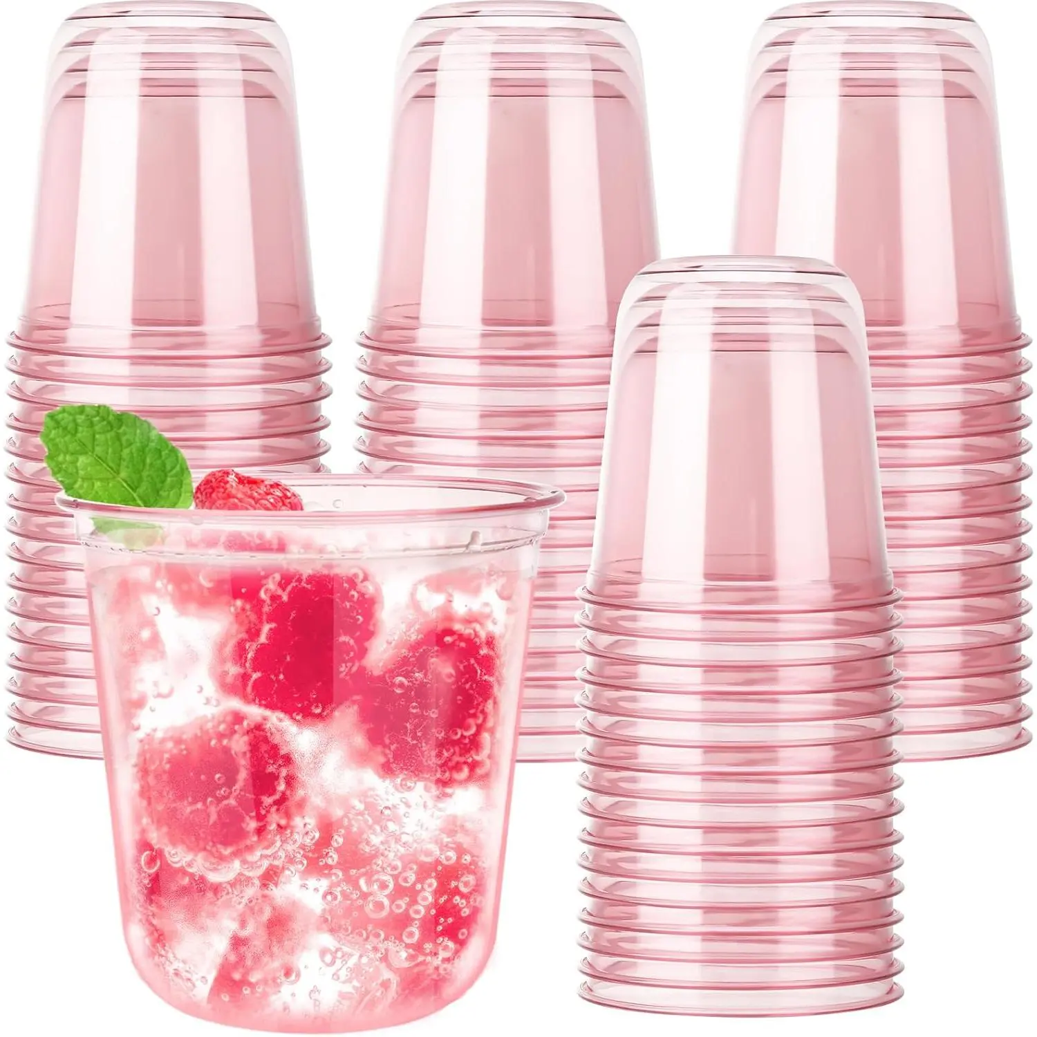 50 count 12oz Disposable Stemless Glasses, Disposable Drinking Cups,Cold Party Clear Plastic  Glasses for Parties Birthday,Wedding,Meeting,Christmas Party Supplies. ()