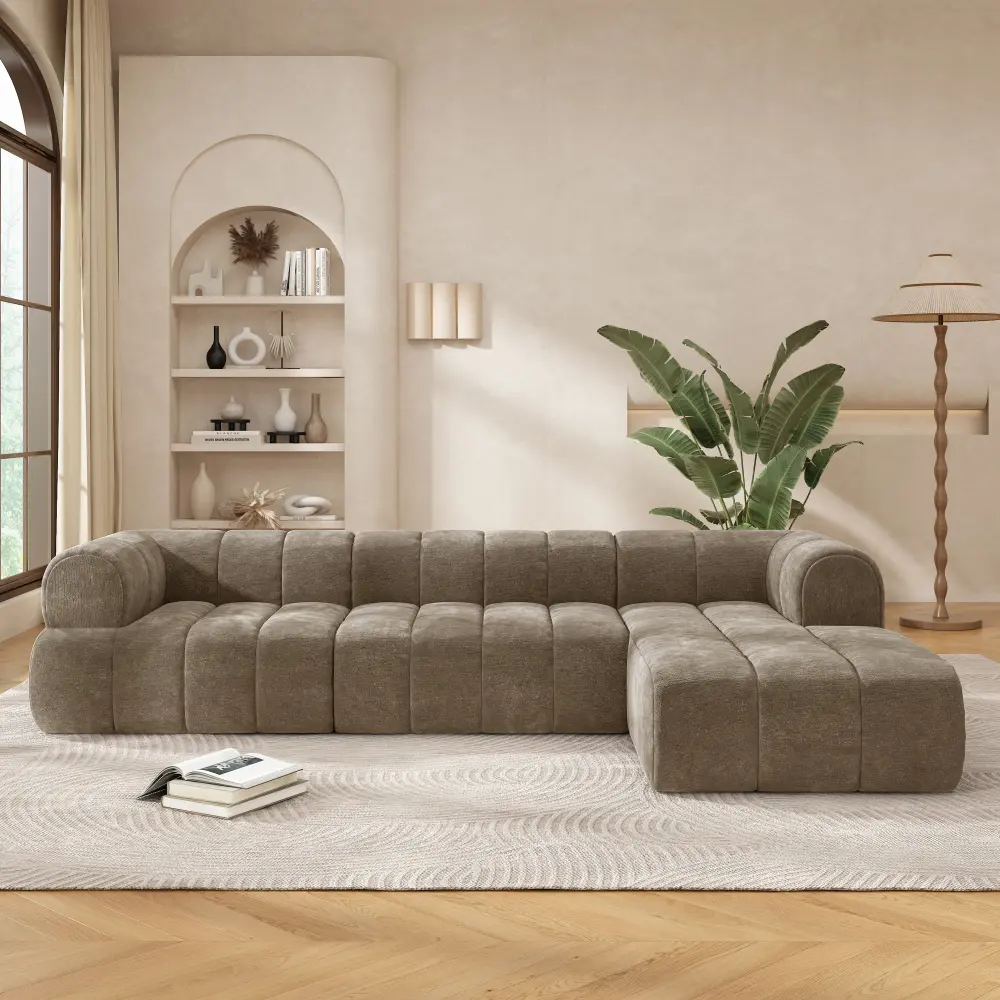 122" Modern L-Shaped Sectional Sofa with High-Density Fully Compressed Sponge and Chaise Lounge, 2-Piece Set, Fully Assembled Right Hand Facing, Perfect for Living Room, Lounge