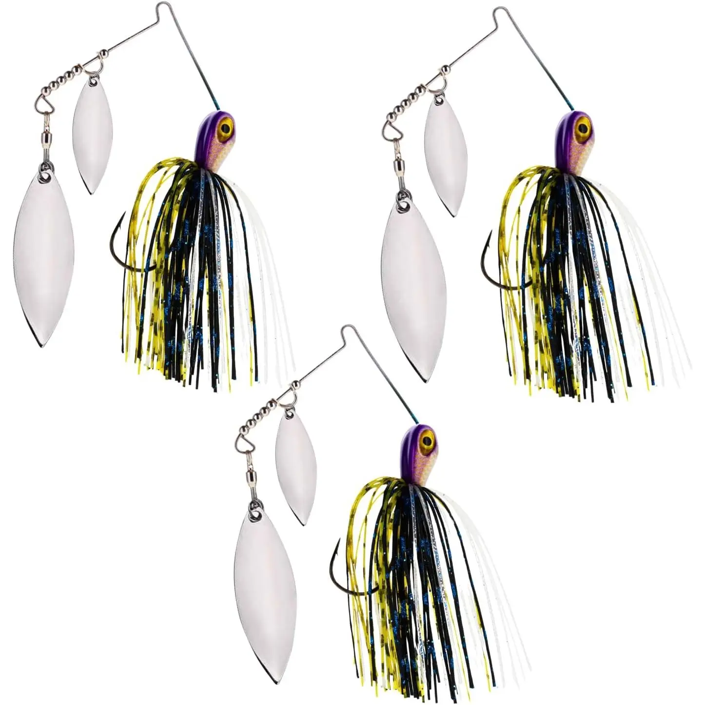 Spinner , Compact Profile Fishing Lure with Flash and Vibration for Bass, Trout, Pike, Salmon and Walleye (3-Pack)