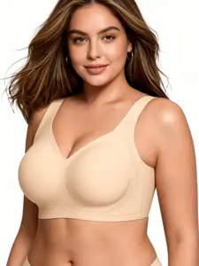 Women Jelly Bras Wirefree Full Coverage No Underwire Everyday Bras Comfortable Wireless Padded Tshirt Bra