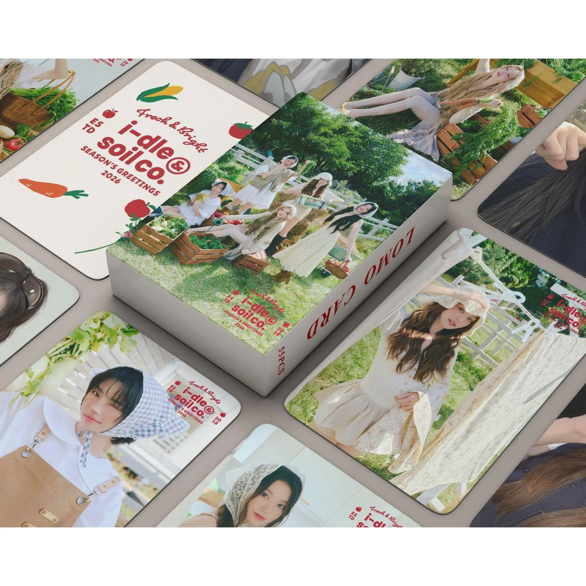 55pcs I-DLE 2026 SEASON'S GREETINGS Holographic GIDLE Photo Lomo Cards Set Shuhua Yuqi Minnie Miyeon Kpop Idol Fans Collectible