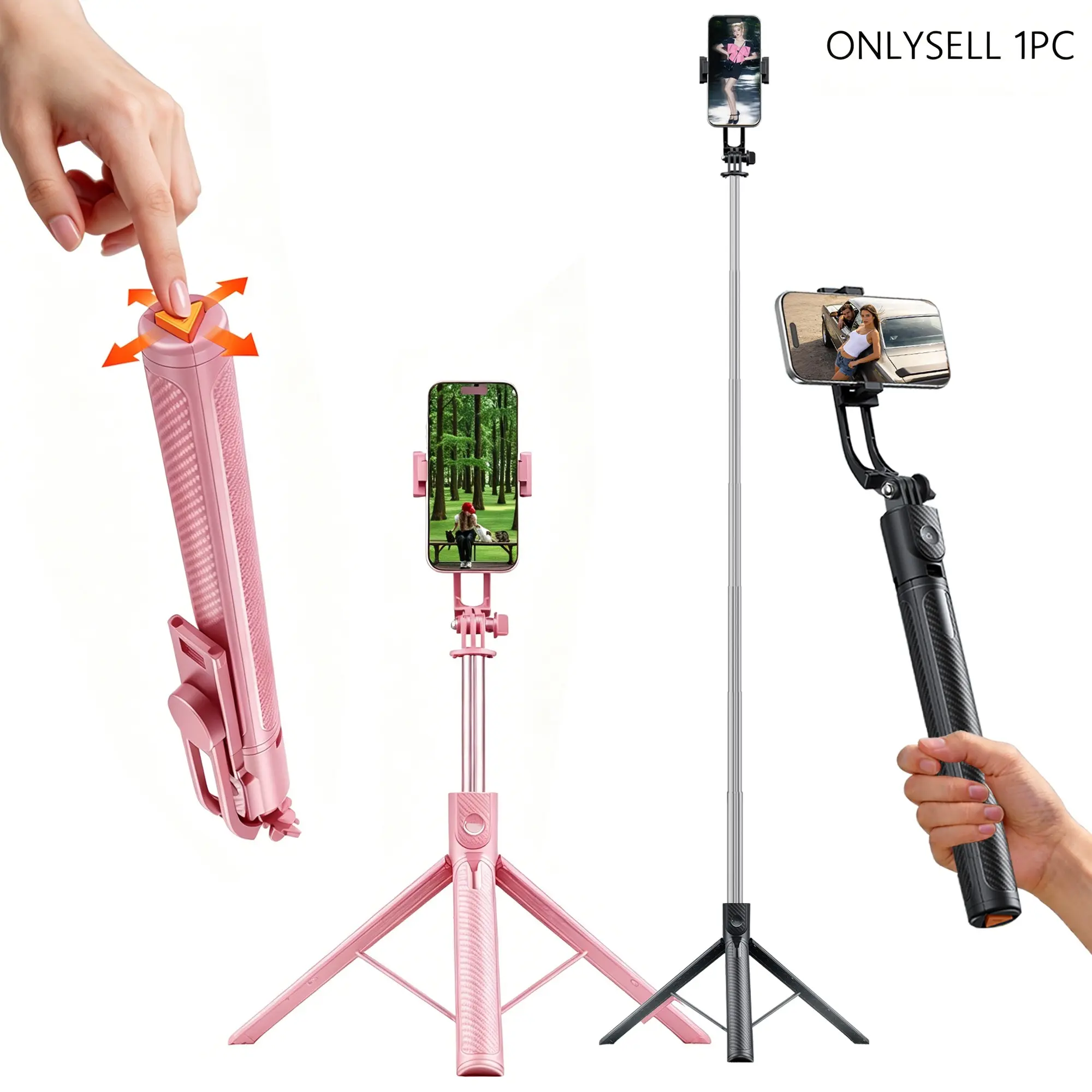 1.7m Ultra-Long Selfie Stick Tripod, Anti-Shake, 360° Rotation, Bluetooth-compatible Remote Control, Universal Phone Stand for Travel and Live Streaming, Mobile Phone Accessories