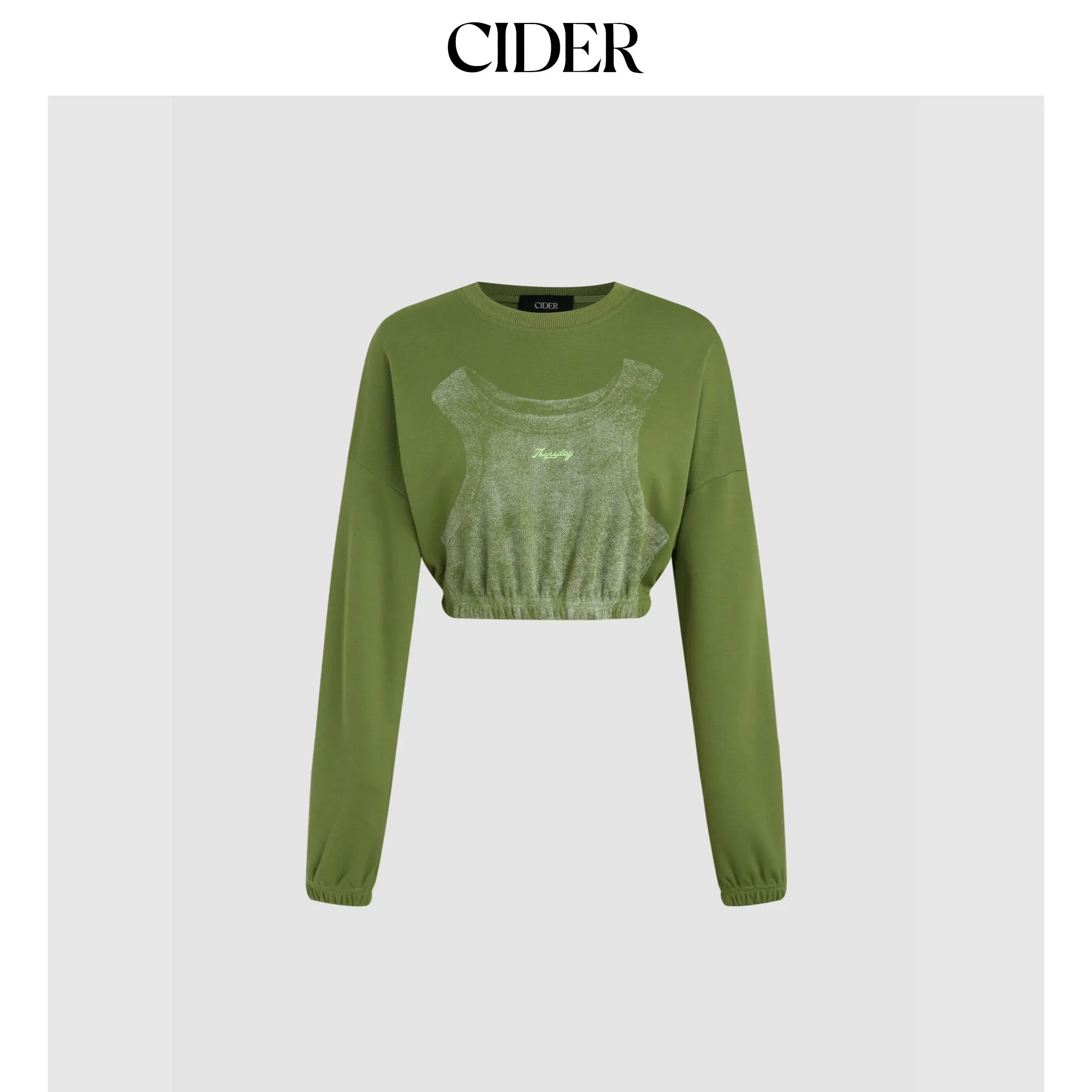 Cider [size 2-10] Solid Elastic Waist Crop Sweatshirt SohoChic