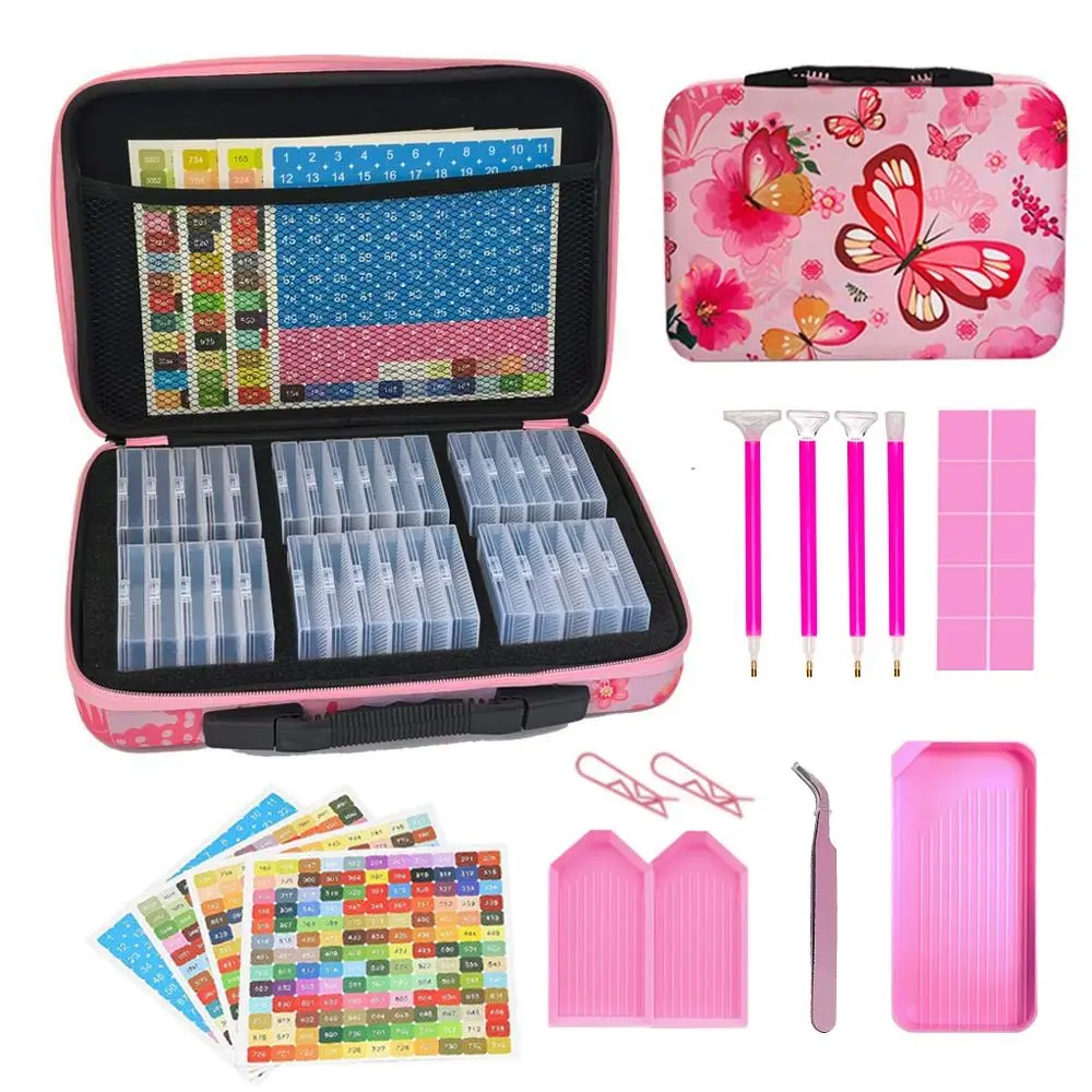 32 Slot Diamond Art Storage Box, Bead Organizer with Labels, Tools Set, Diy Crafting Tools, DIY Craft Kit, 5D Embroidery Accessories, Jewelry Making Supplies