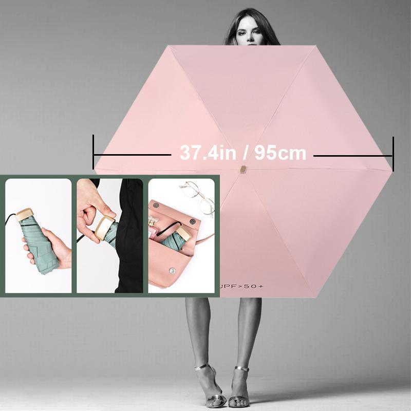 Portable Foldable Umbrella, 1 Count Lightweight Waterproof Pocket Umbrella, Dual-Use Rain and Sun Umbrella for Outdoor Travel, Camping and Running, Rainproof Umbrella