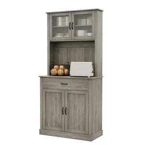 Kitchen Pantry Cabinet, 71" Tall Kitchen Hutch Storage Cabinet, Wood Cupboard Storage Cabinet with Microwave Stand, Coffee Bar Cabinet