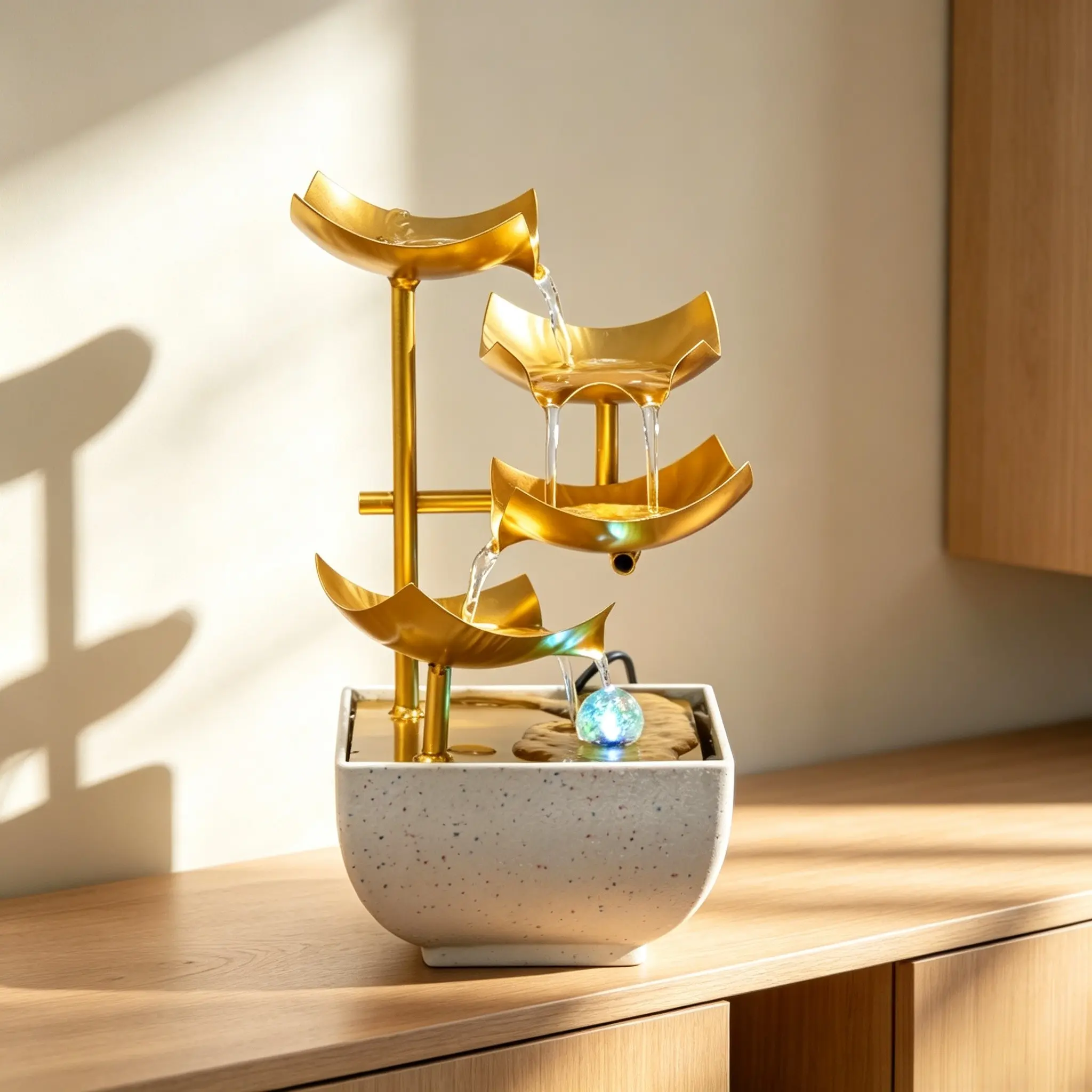 Four-Layer Wealth Flow Modern Indoor Table Decor, Self-Circulating Humidifier, Relaxing Stress Relief, Festival Gift