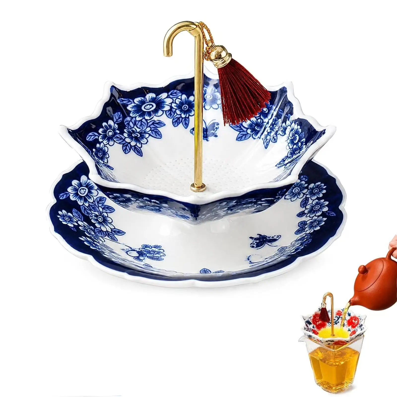 2026 New Ceramic Umbrella Tea Filter, Multi-Purpose Decorative Mesh for Home Office, Ideal Gift for Tea Lovers