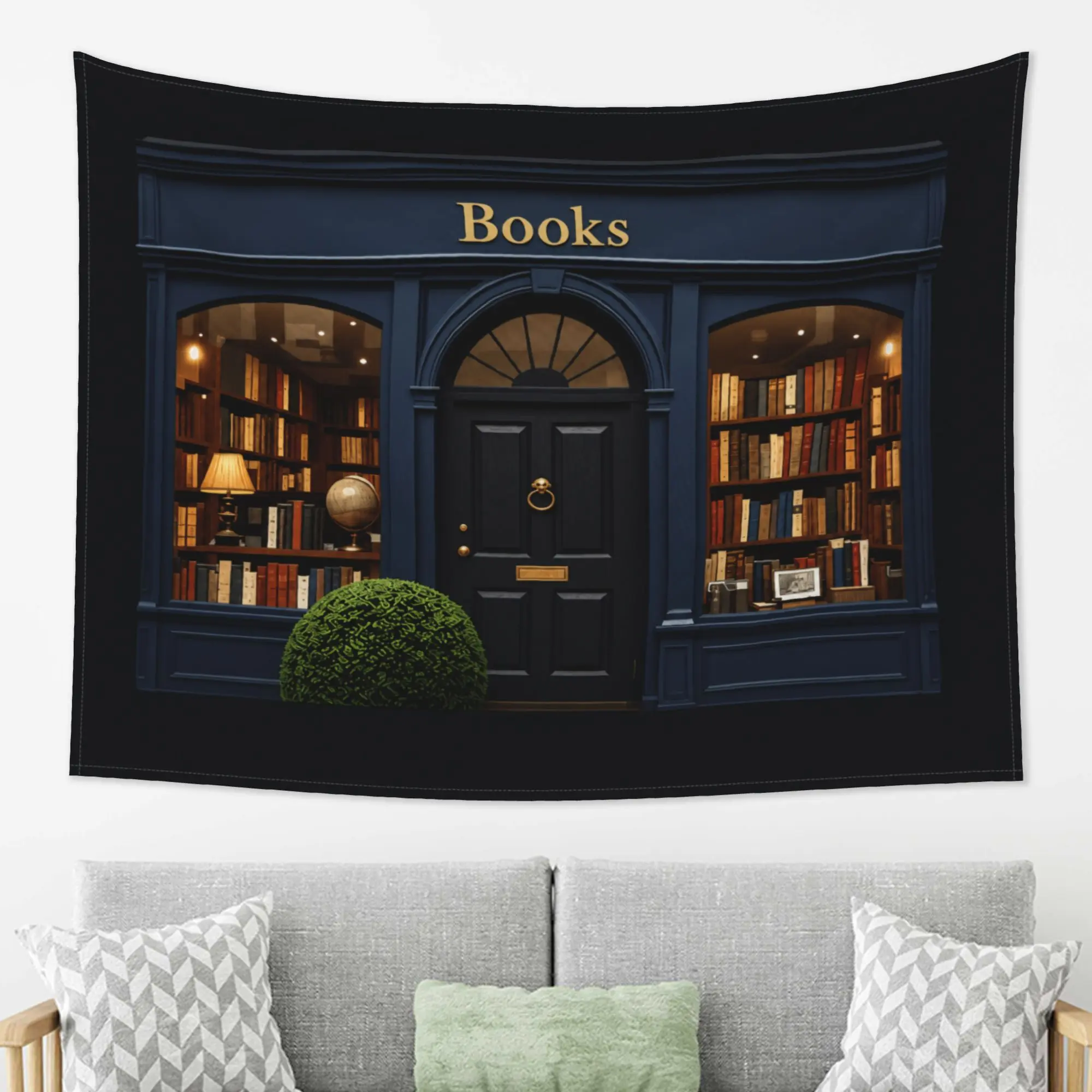 Vintage Library Bookshelf Tapestry Wall Hanging, Retro European Bookstore Street View Wall Art Decor, Large Fabric Aesthetic Backdrop for Living Room Bedroom Study Home Office, Bibliophile Book Lover Gift