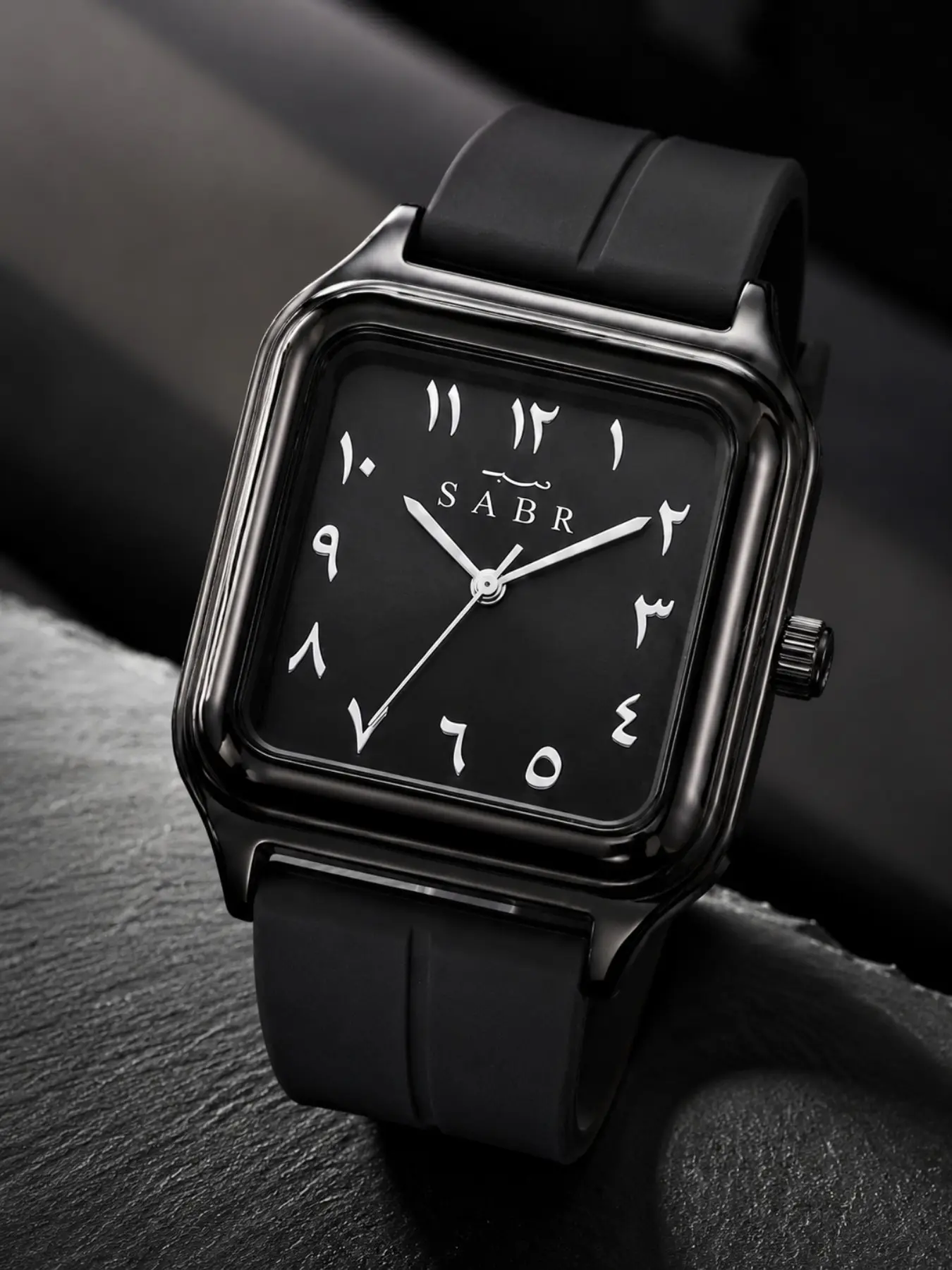Sabr Men's Analog Watch, Arabic Numerals, Silicone Strap, Waterproof, Quartz Movement, Stylish and Durable, Perfect for Daily Wear, Business Quartz Wristwatch