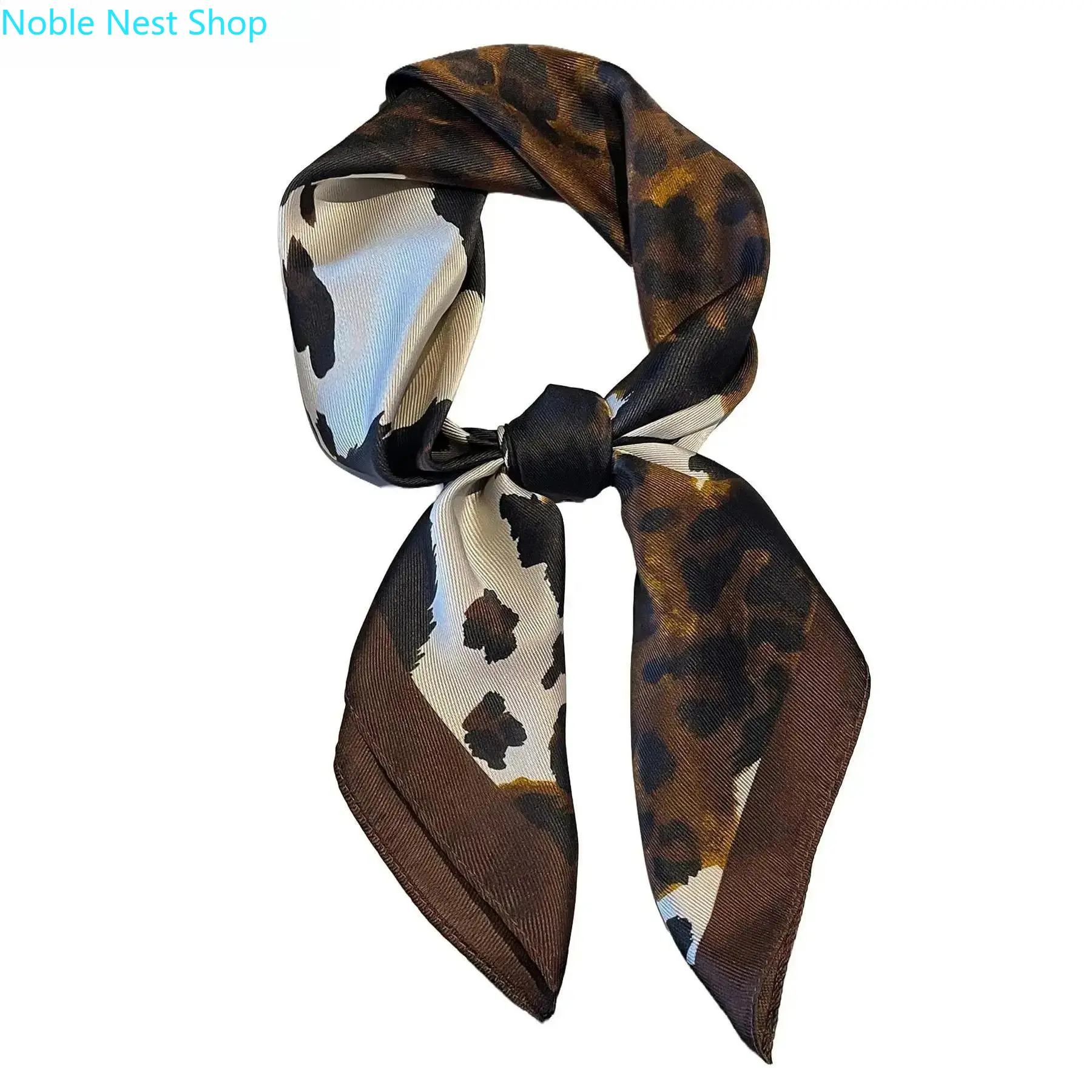 Leopard Print Satin Scarf for Women - Lightweight Boho Head & Neck Wrap with a Fitted Shape, a Year Round Fashion Accessory