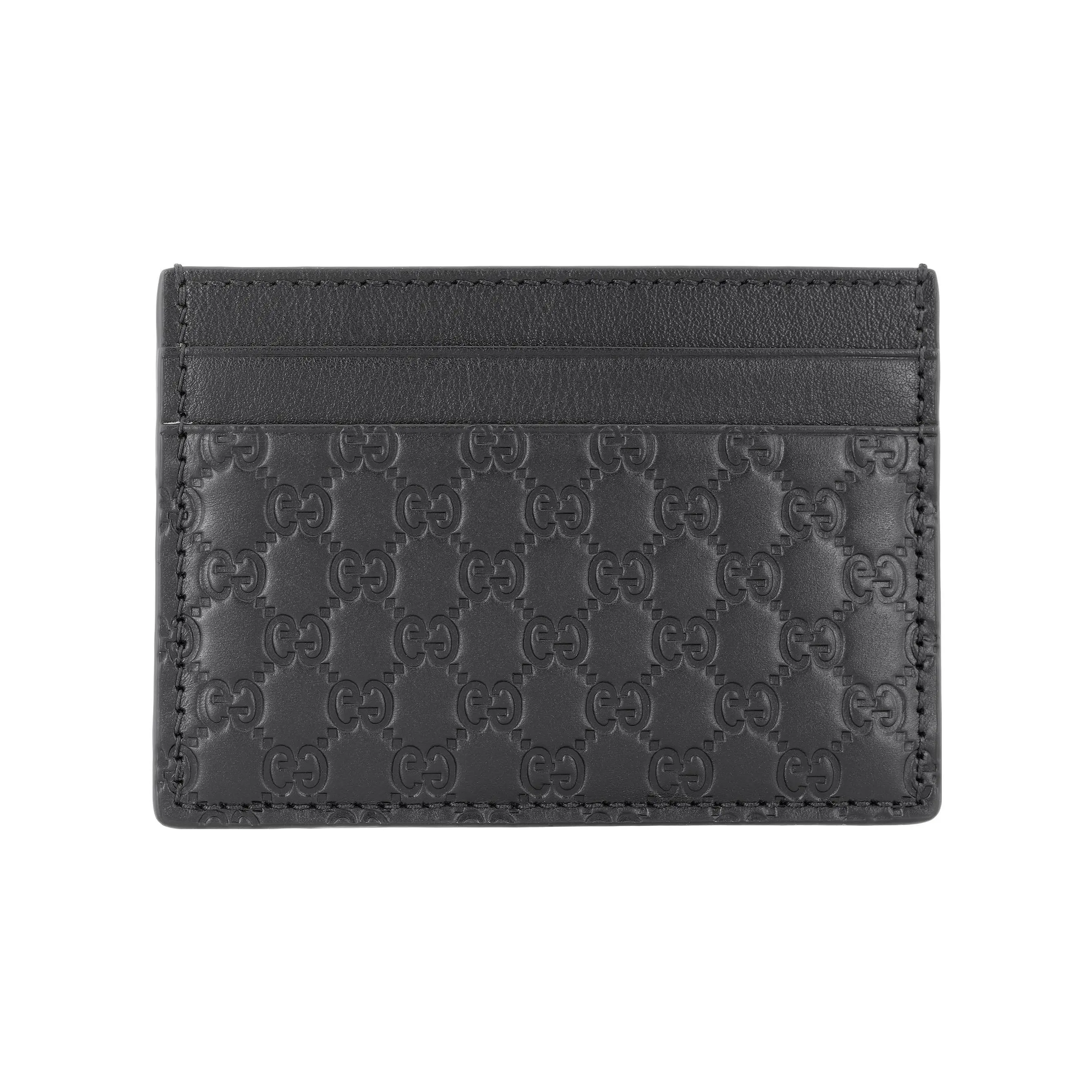 Gucci Monogram Embossed Leather Cardholder for Men, Classic Style, Black