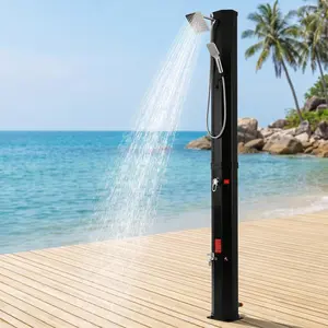 MAMIZO Outdoor Solar Shower, Heated Shower with Shower Head and Foot Shower Tap, 2-Section Pool Shower with Protective Cover for Backyard, Garden, Beach Spa summer【DealsForYouDays】