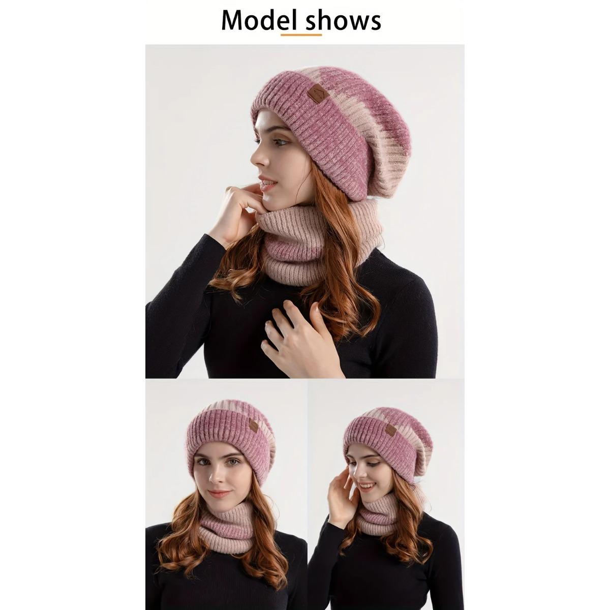 Two Piece Winter Set Knit Hat and Scarf for Women Cozy Soft Warm Beanie Scarf Combo Fall Winter Fashion Essential Cold Weather Accessory Outfit Combo