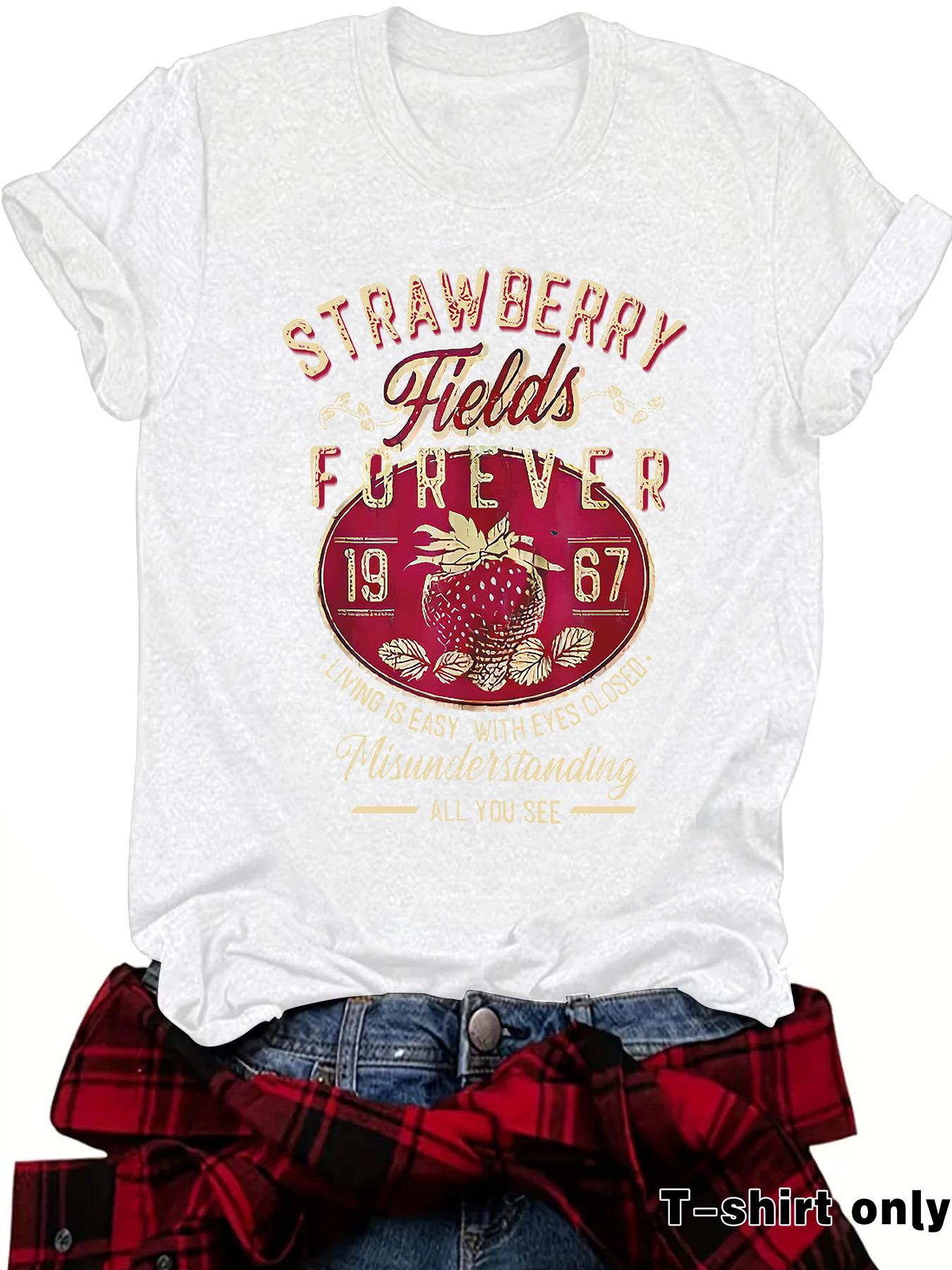 Women's Letter Print Round Neck Tee, Casual Short Sleeve Crew Neck T-shirt for Summer, Fashion Women's Top for Daily Wear