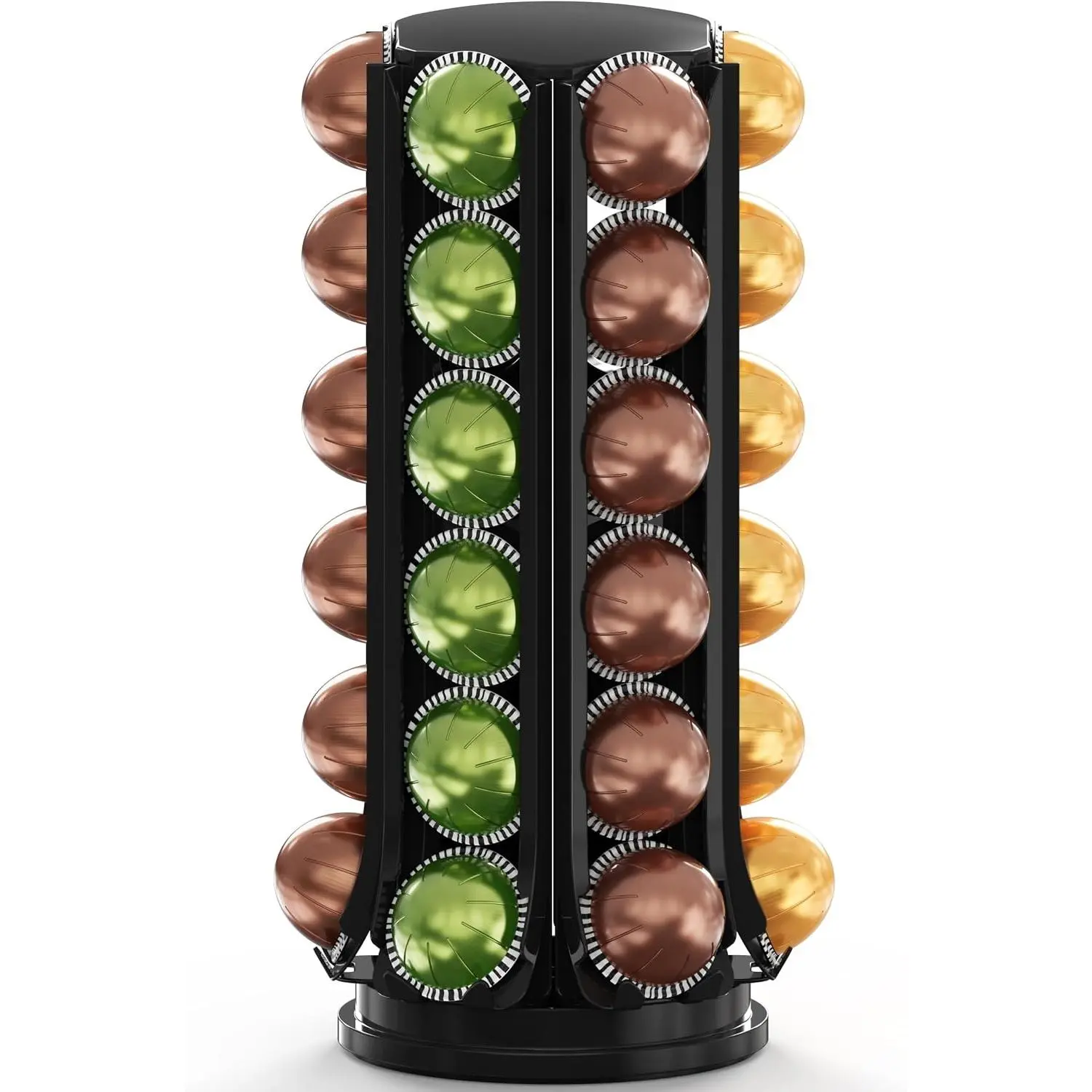 Black Modern Nespresso VertuoLine Pod Holder, 360° Rotating Turntable Carousel, Holds up to 36 Capsules, Easy-Access Design, Rotates for Convenient Retrieval