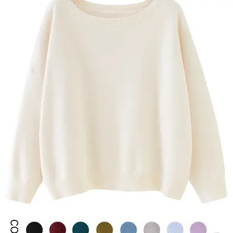 Women's Plain Scoop Neck Sweater, Casual Drop Shoulder Long Sleeve Jumper, Women Fall & Winter Knit Top