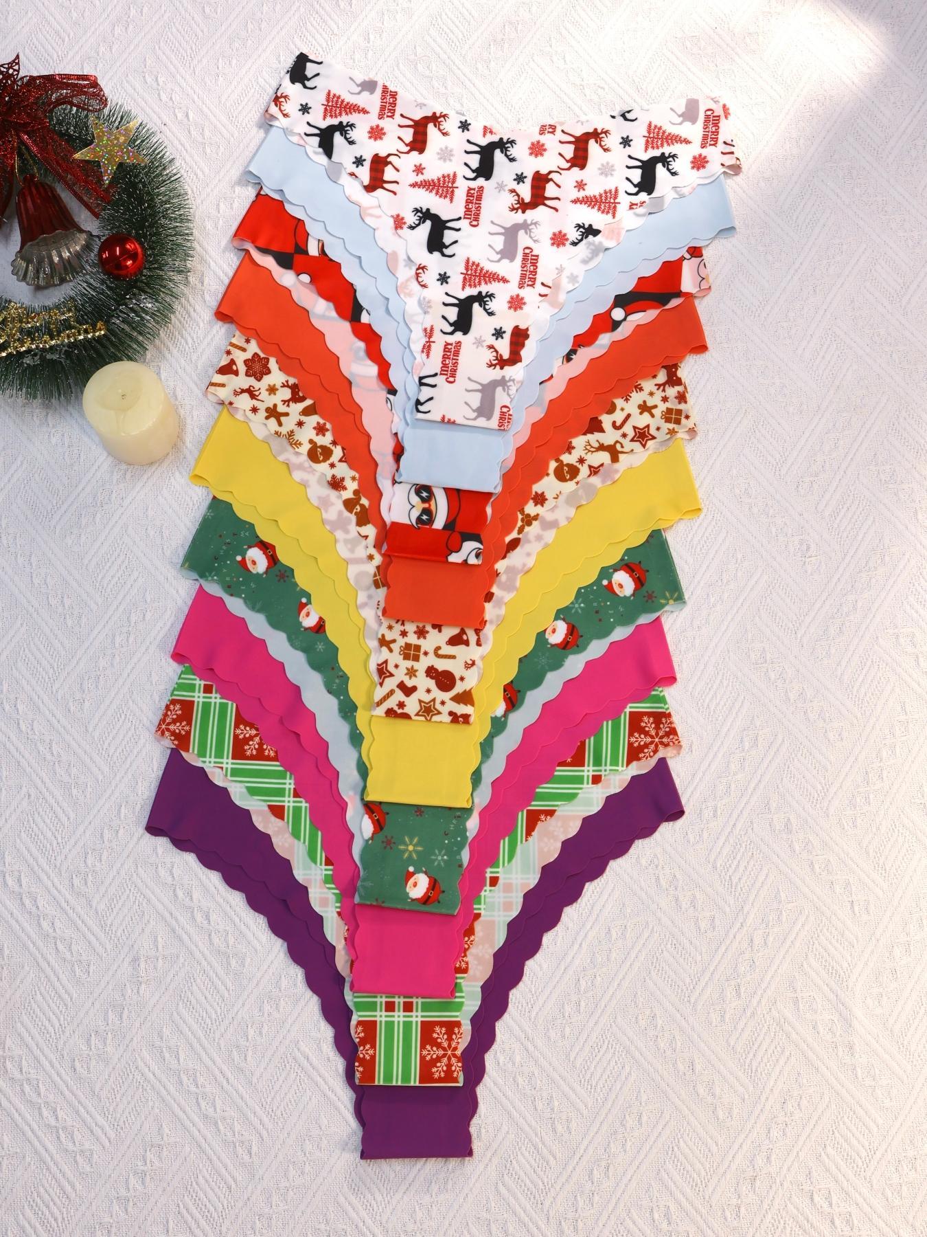 Women's Seamless Scallop Trim Underwear Set, Comfortable Breathable Antibacterial Panties, Fitted Casual Everyday Style for All Seasons